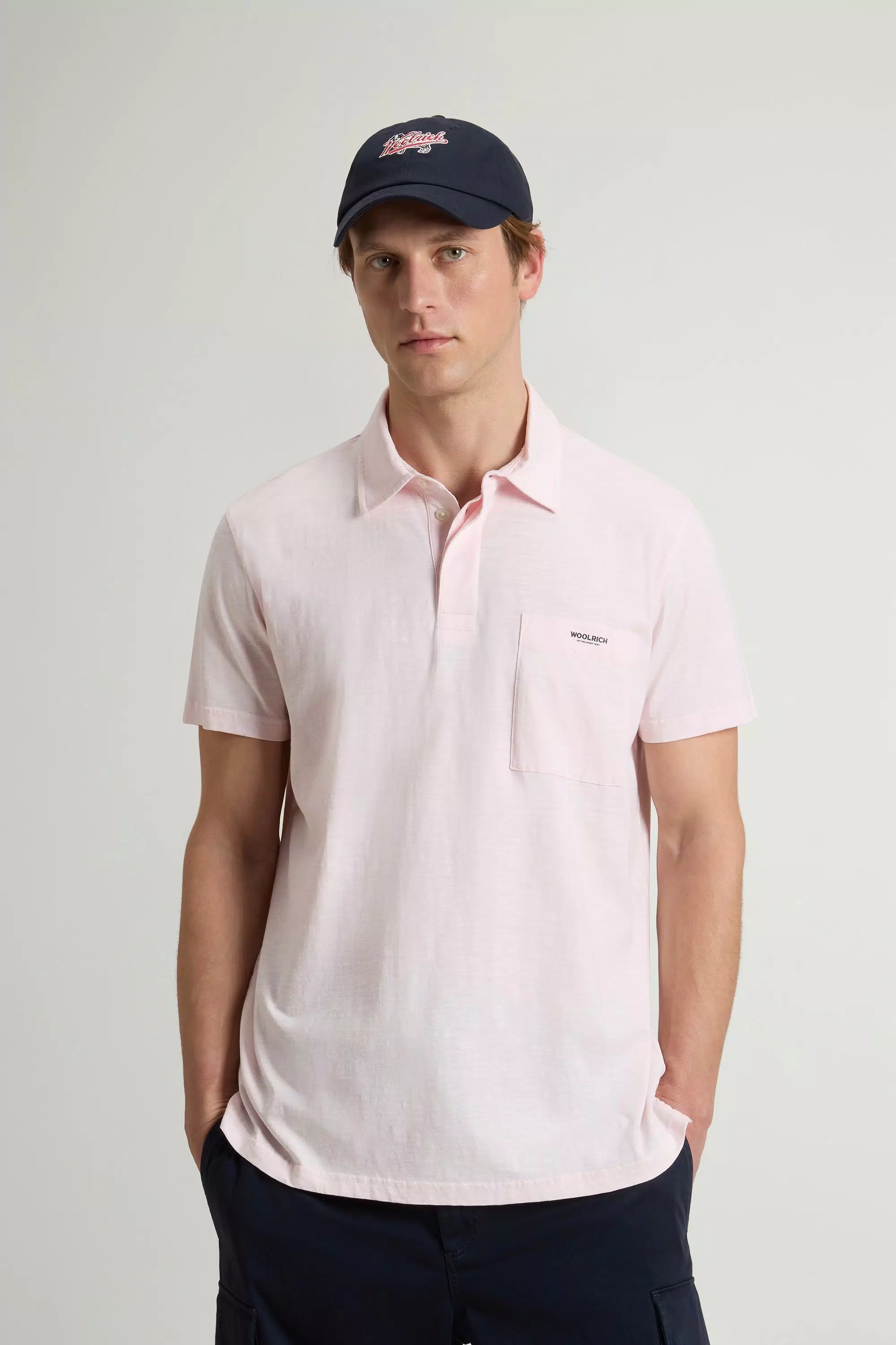 Maglia Polo in Cotone Puro con Effetto Slub - Lilla Chiaro
