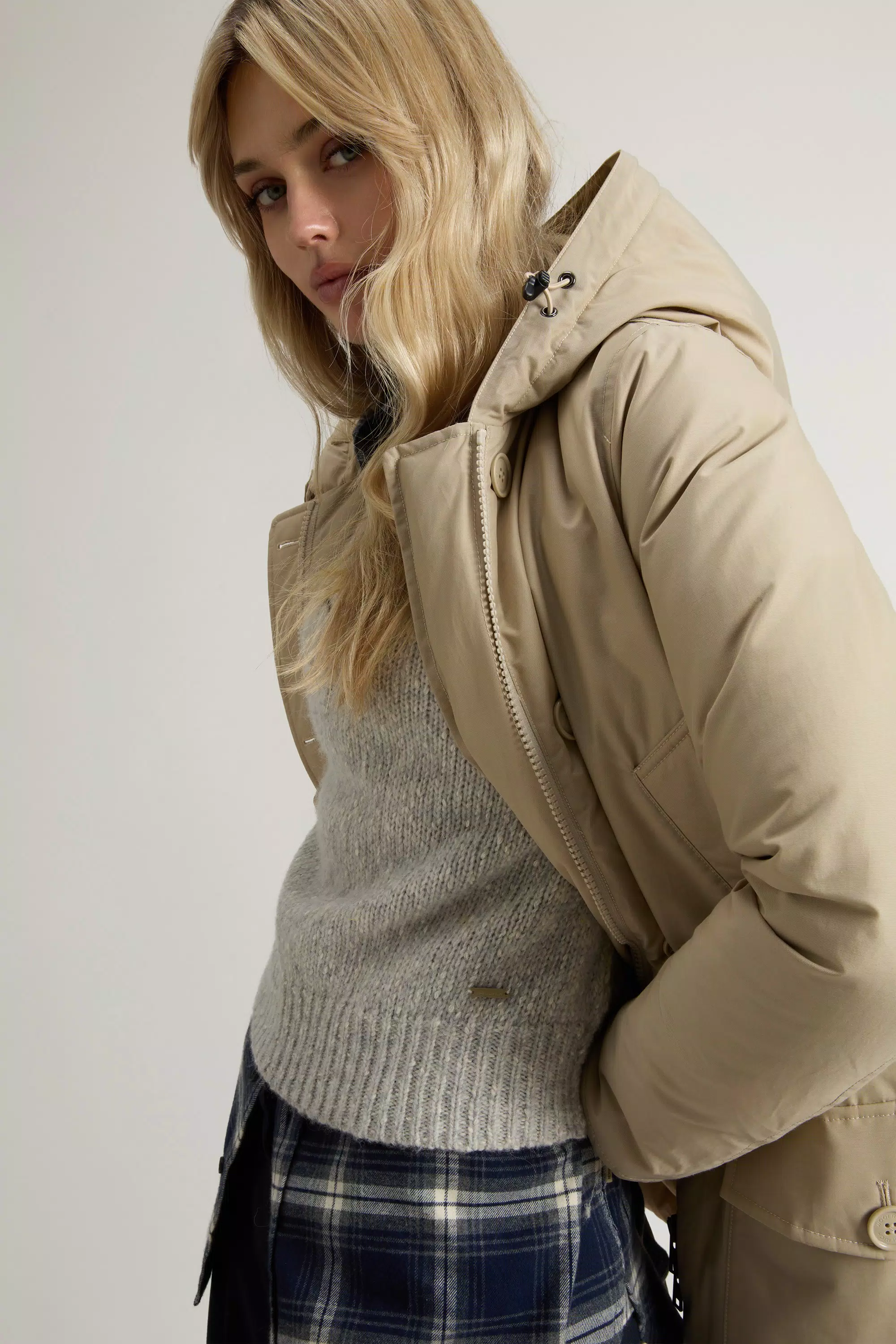 Parka Artica in Tessuto Ramar con Quattro Tasche e Pelliccia Rimovibile - Oxford Tan