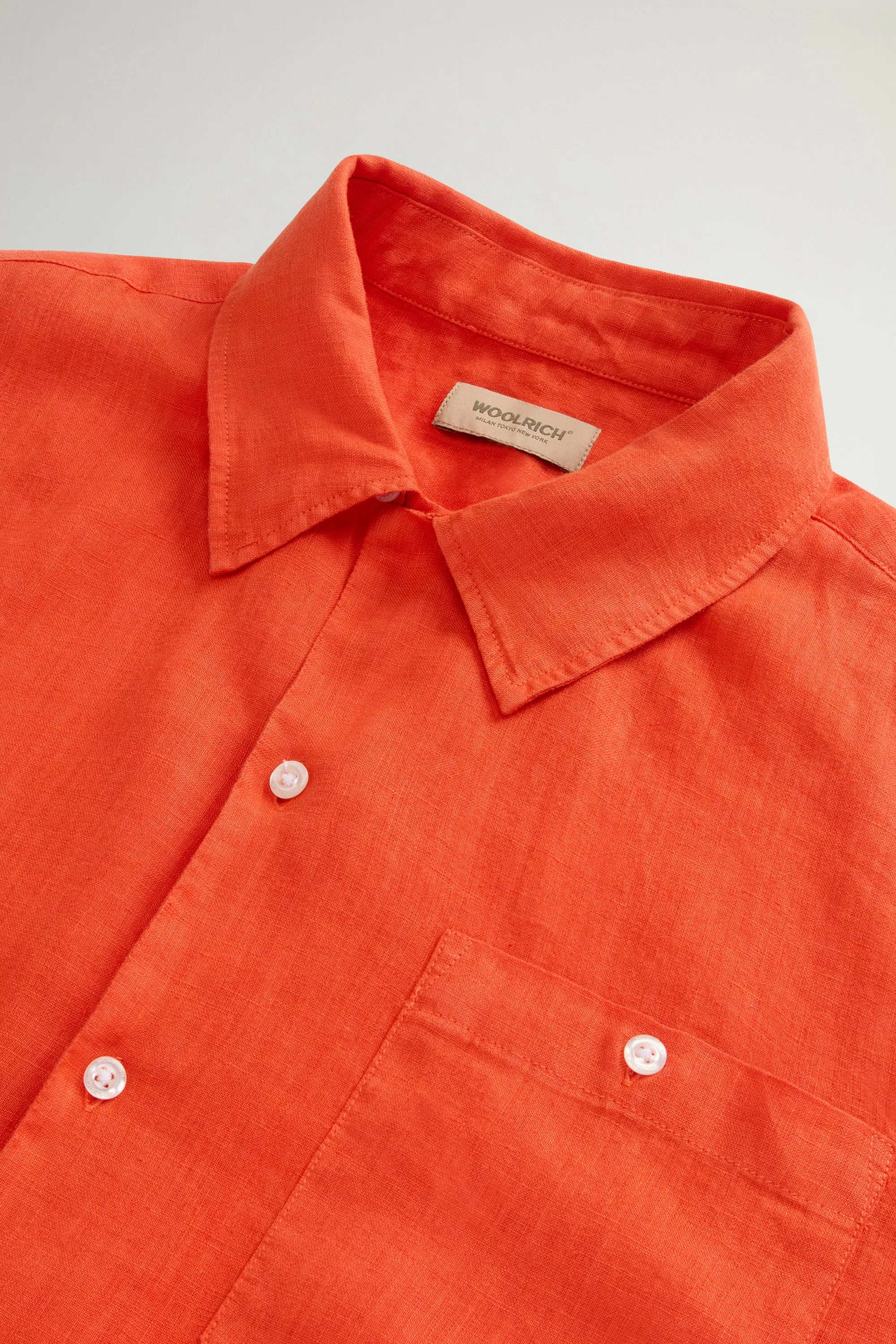 Camicia a maniche corte tinteggiata in lino puro - Zucca Passata