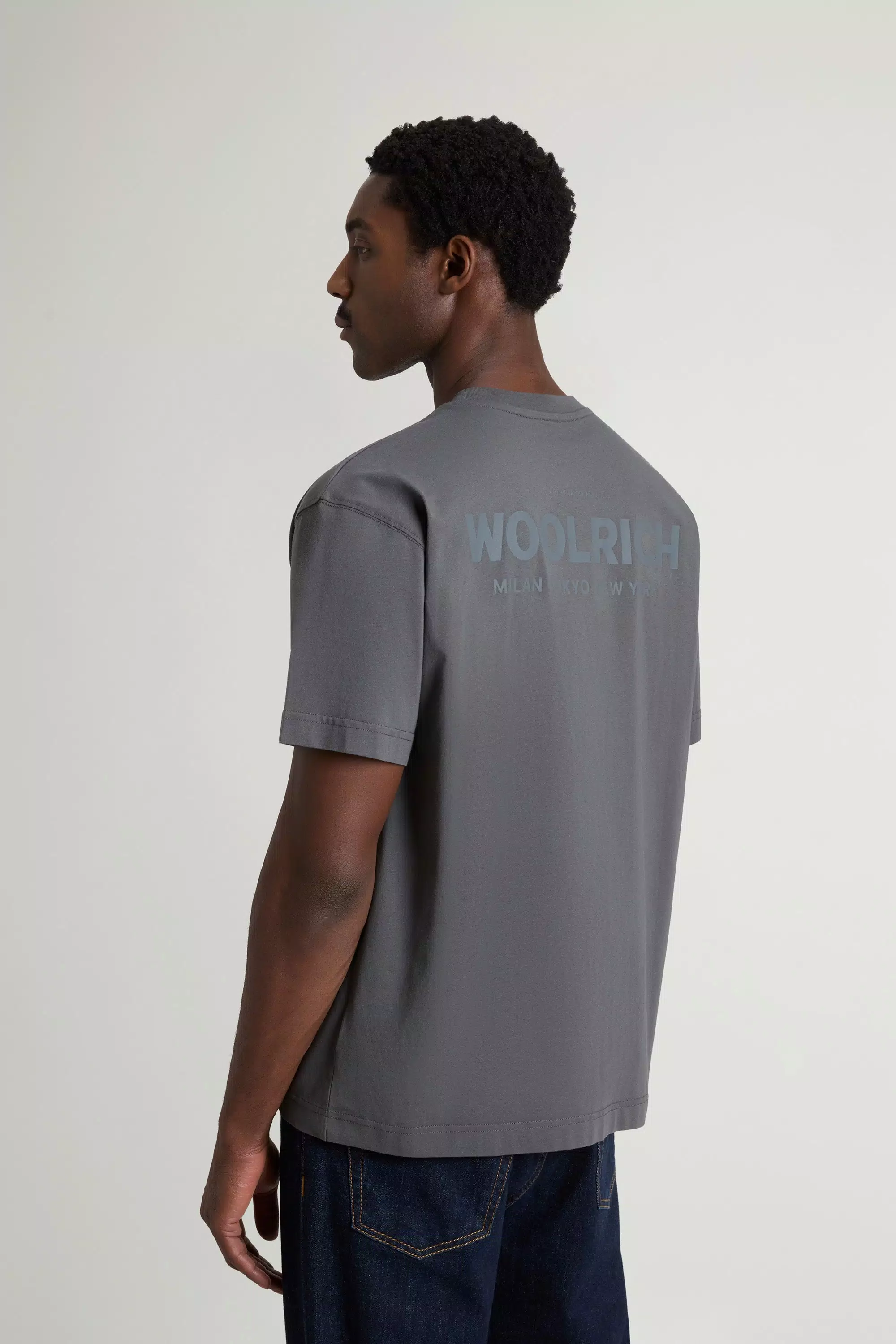T-Shirt in Cotone Puro con Logo - Grigio Ombra