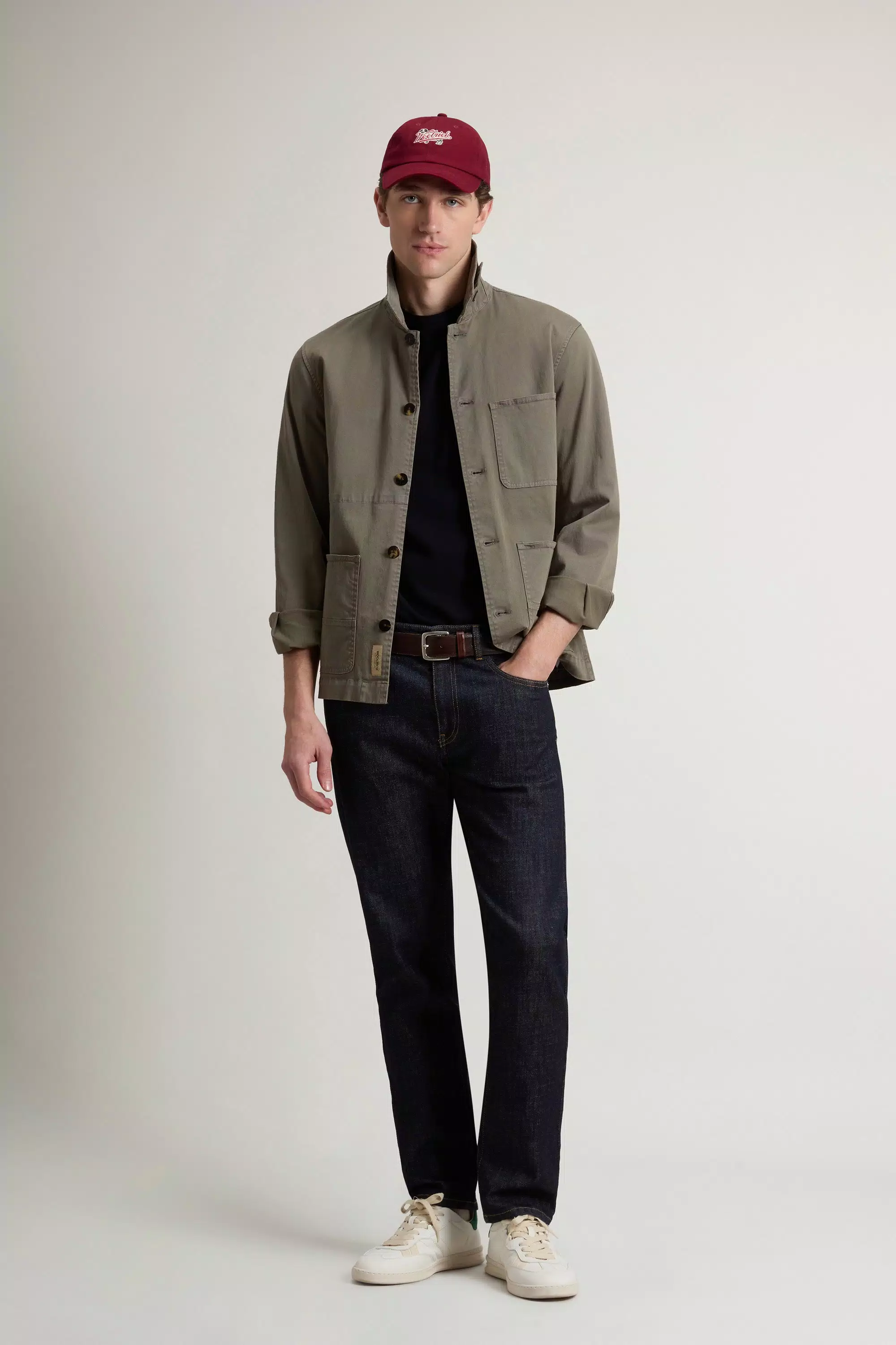 Giacca da Lavoro Tinta in Cotone Twill - Olive Fumo