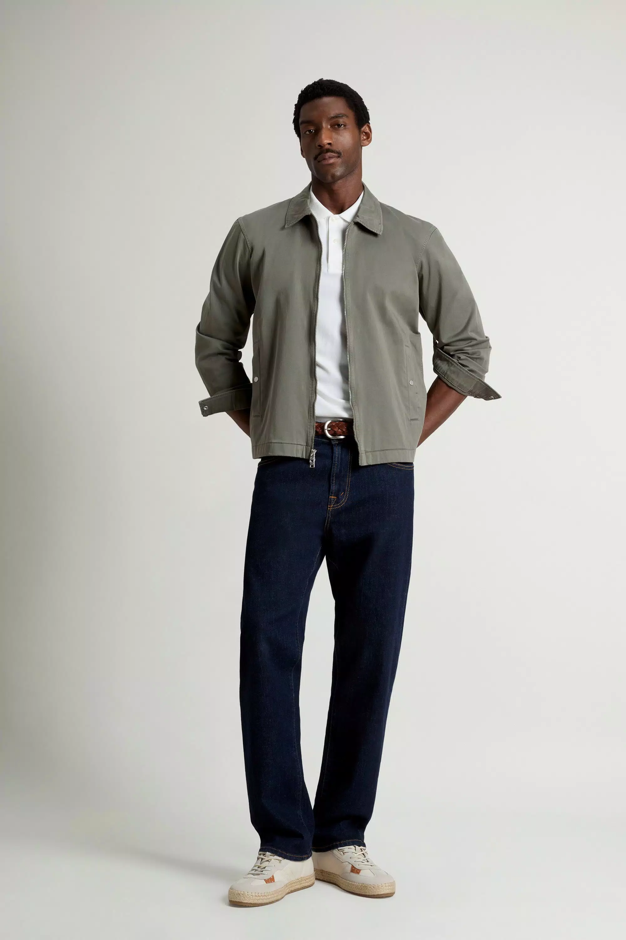 Giacca Overshirt in Cotone Twill Tintato a Garza - Olive Fumo