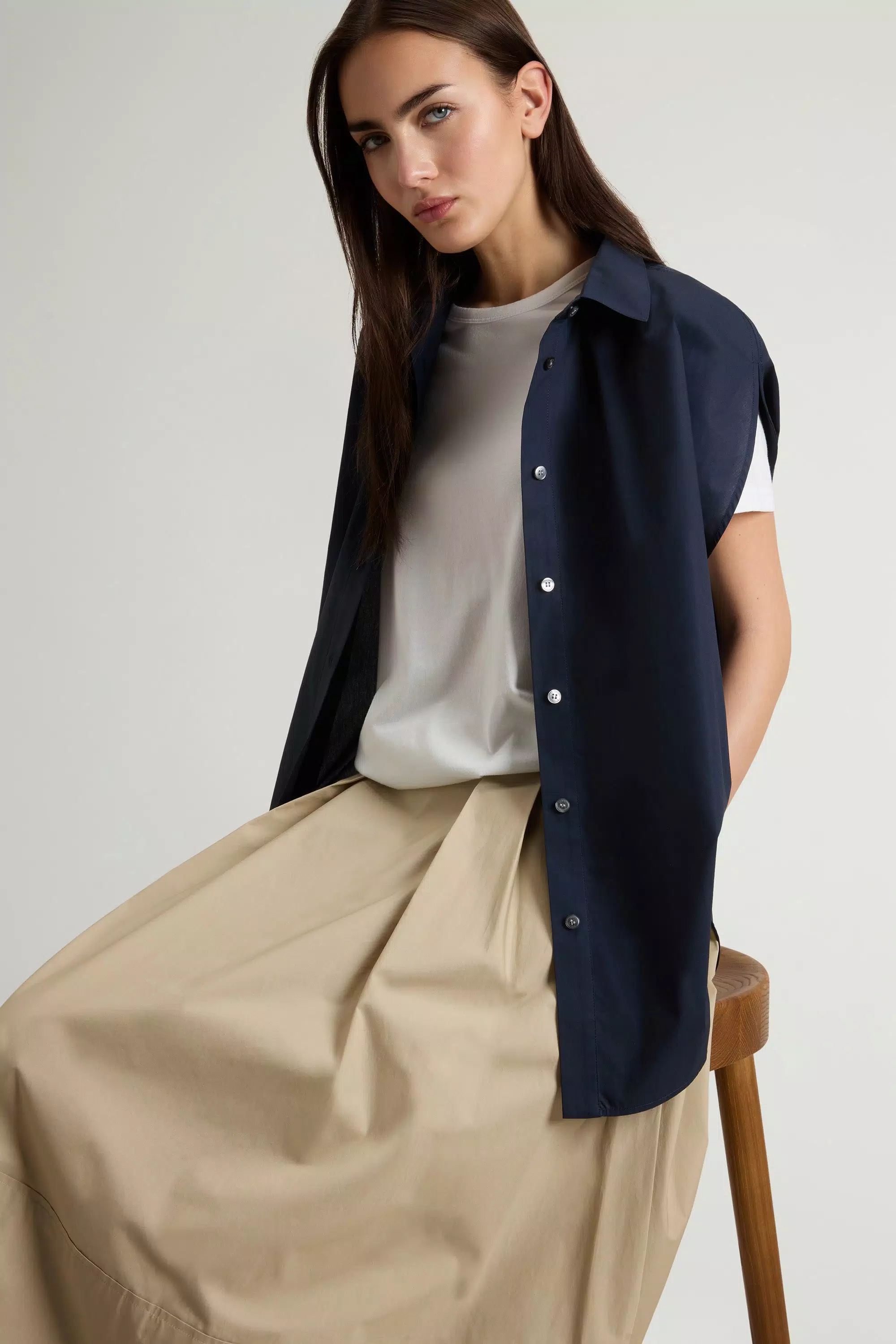 Blusa in popeline di cotone puro - Melton Blu