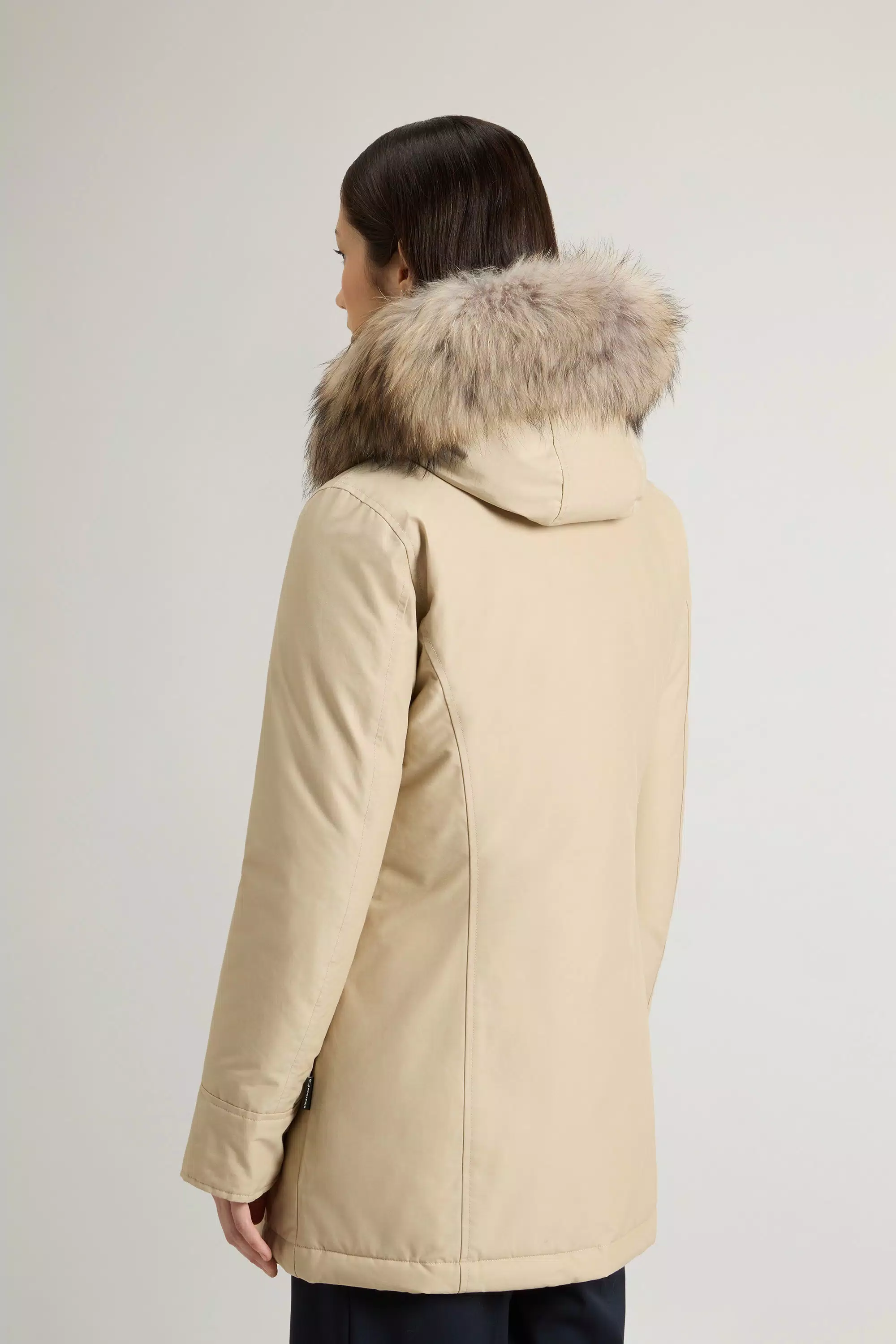 Parka Artica in Tessuto Ramar con Bordo in Pelliccia Rimovibile - Oxford Tan