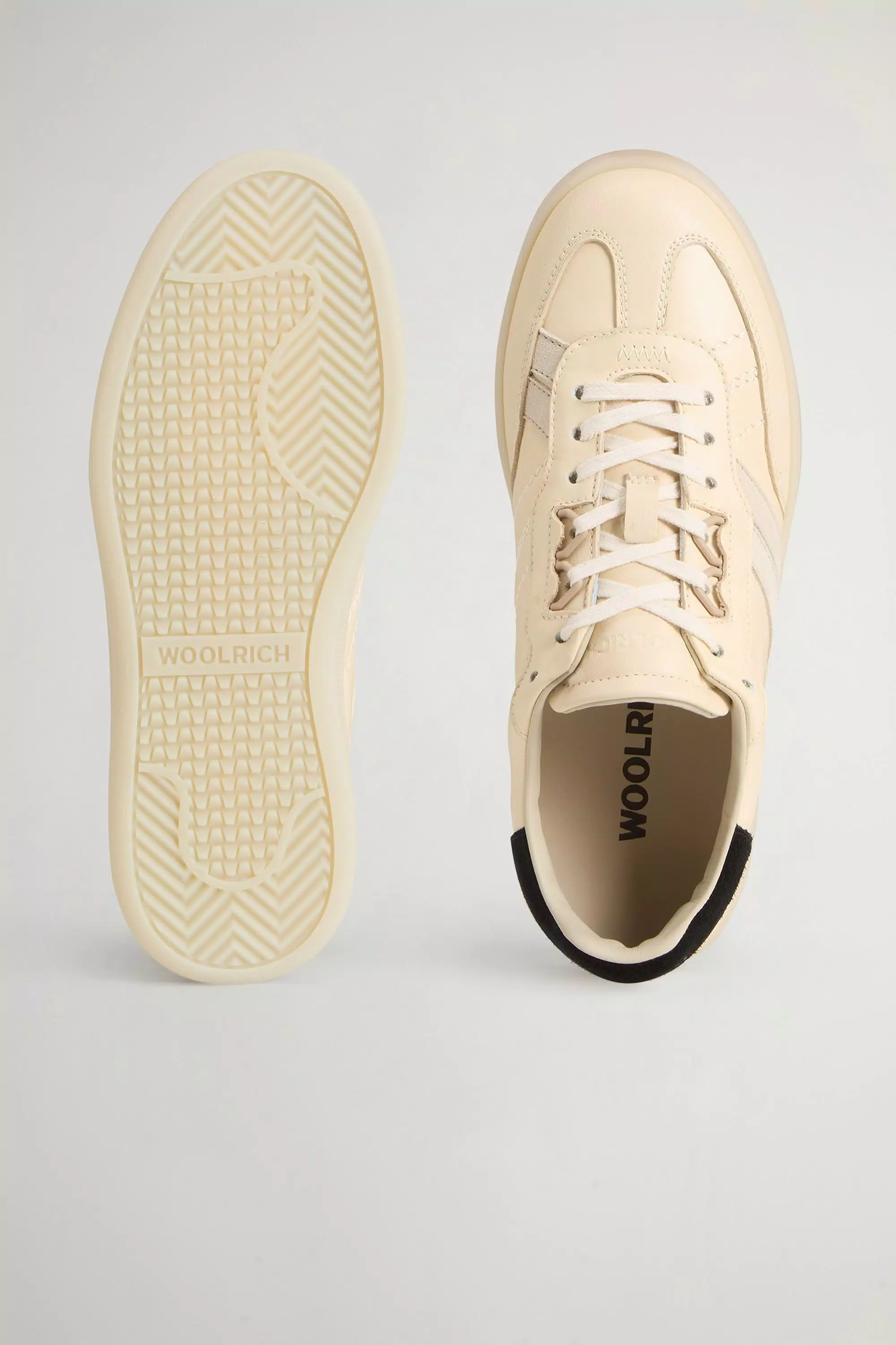 Scarpe da tennis Doubleu in pelle nappa con dettagli in suede - Bianco avorio