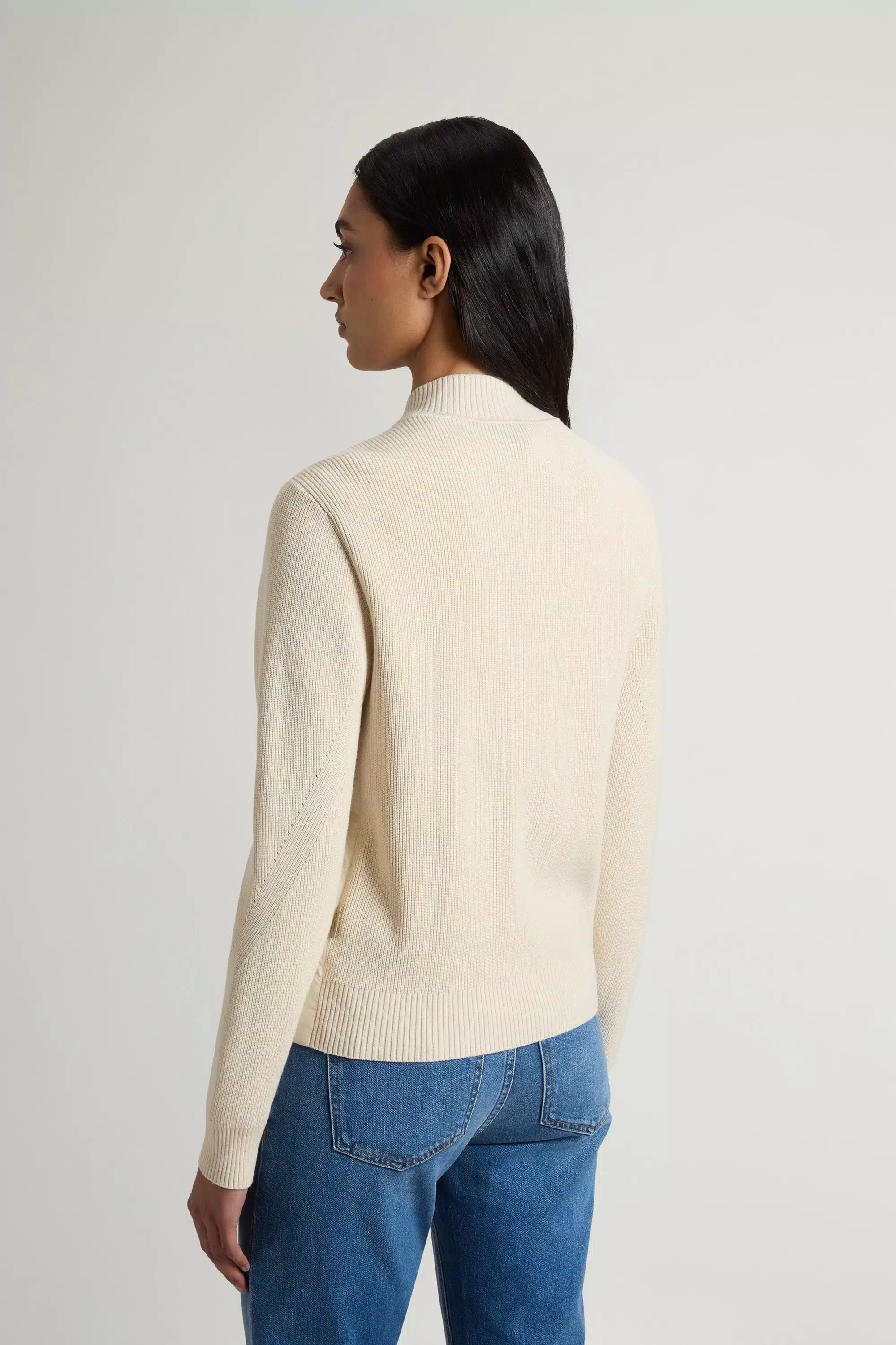 Giacca bomber ibrida in nylon - Crema latte