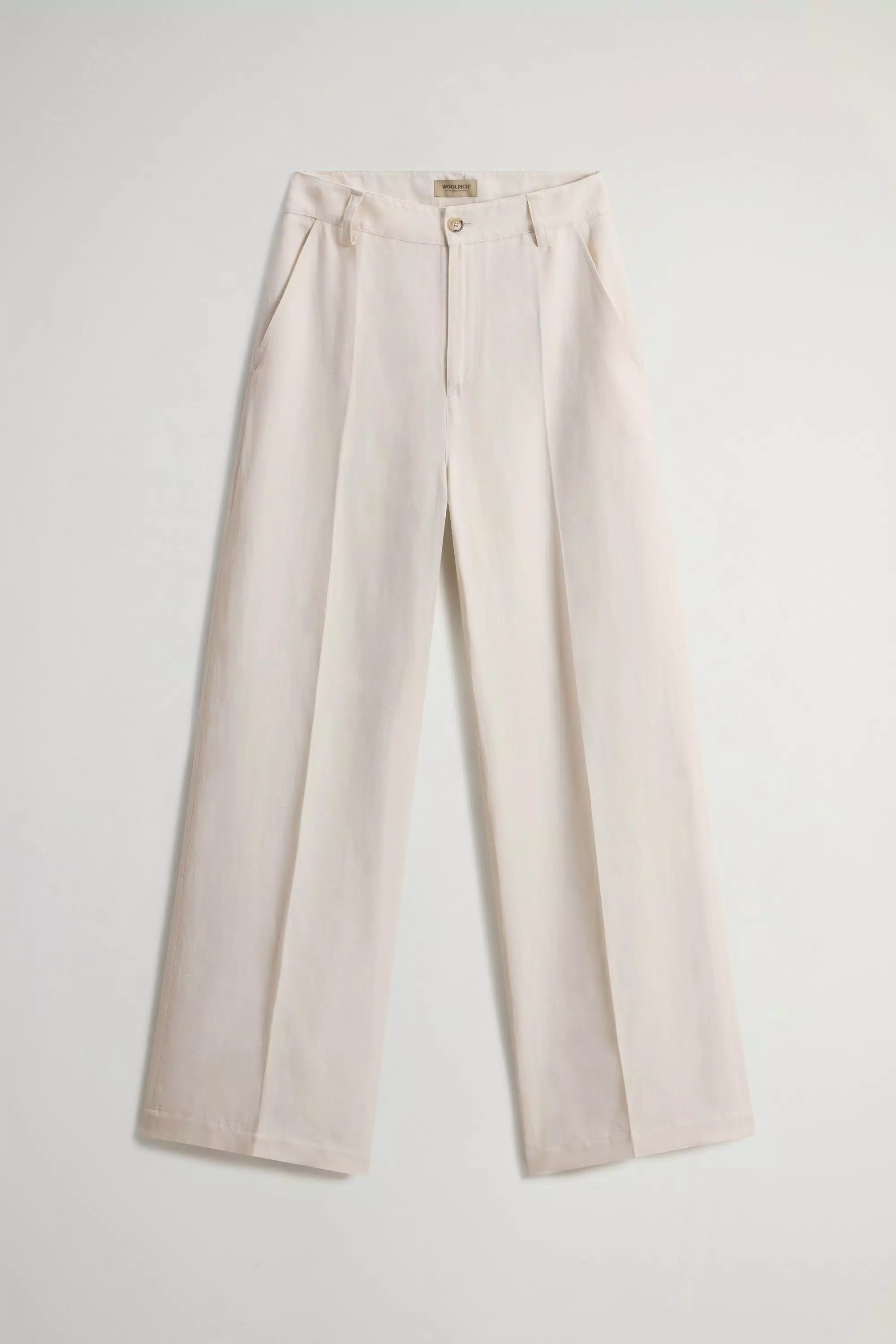 Pantaloni in misto lino - Crema latte