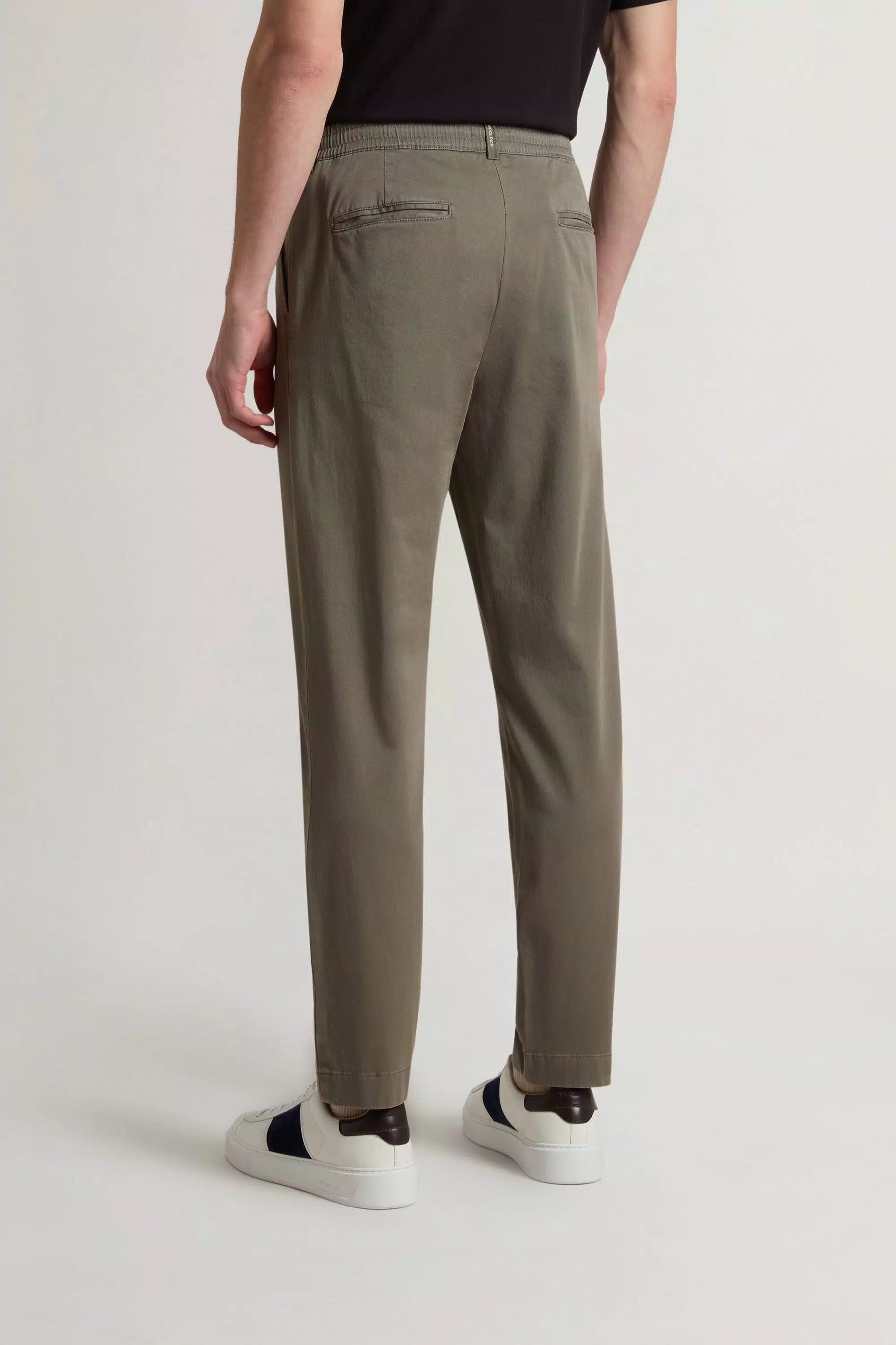 Pantaloni Milton in Cotone Twill Tinti in Fabbrica - Olive Fumo