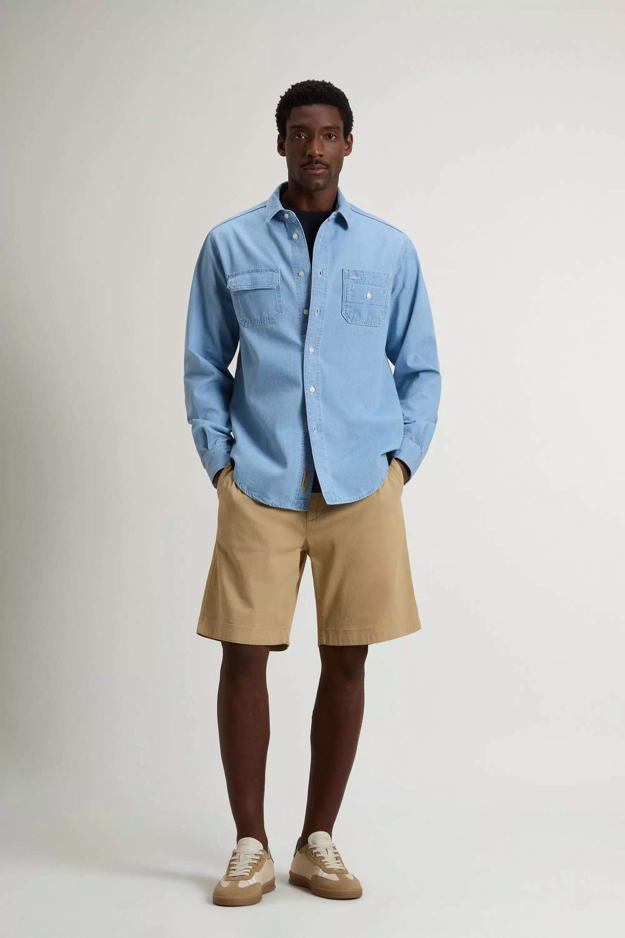 Camicia in Denim in Cotone Puro Leggero - Indaco Chiaro