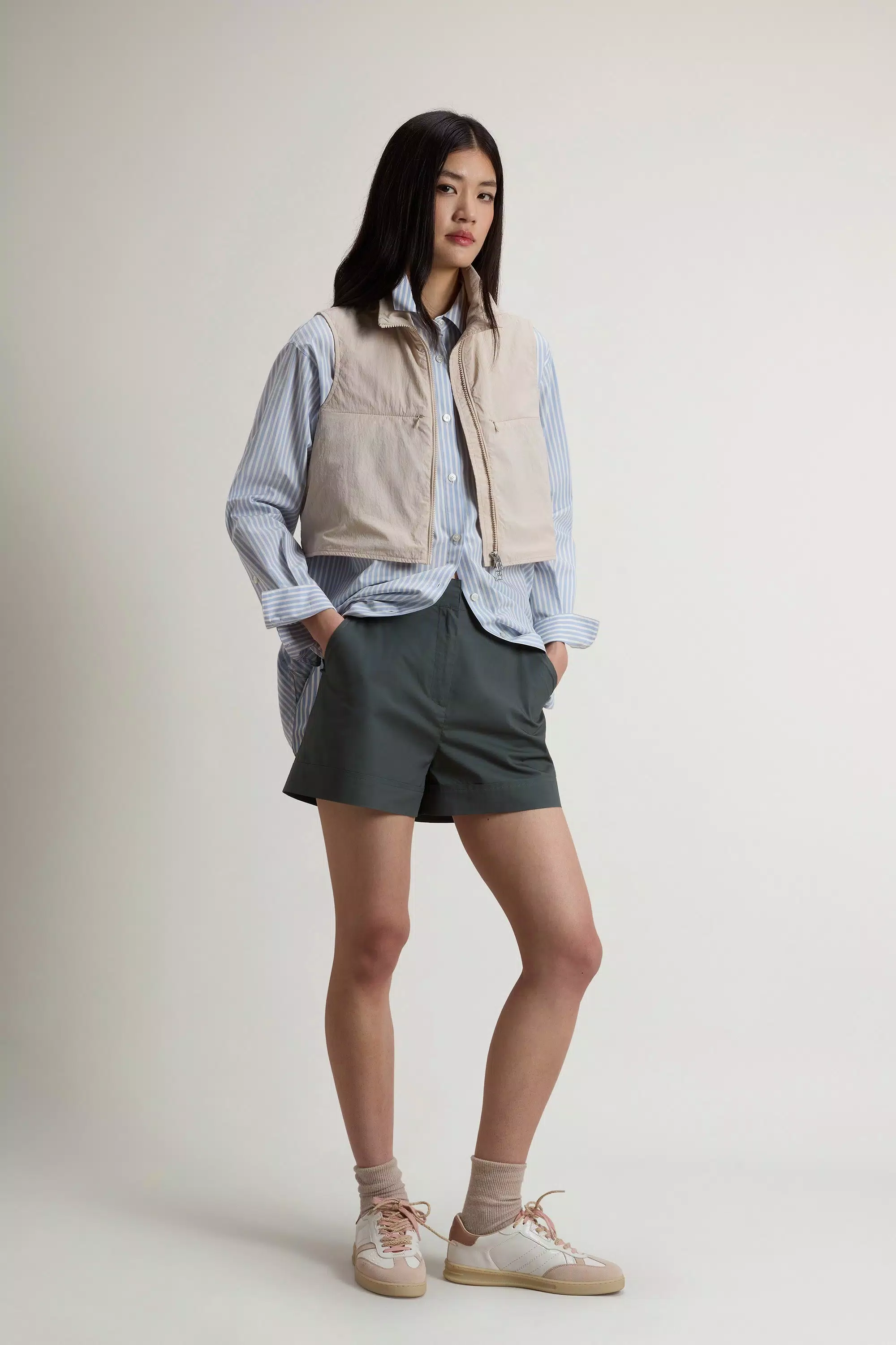 Gilet in Nylon - Light Oak