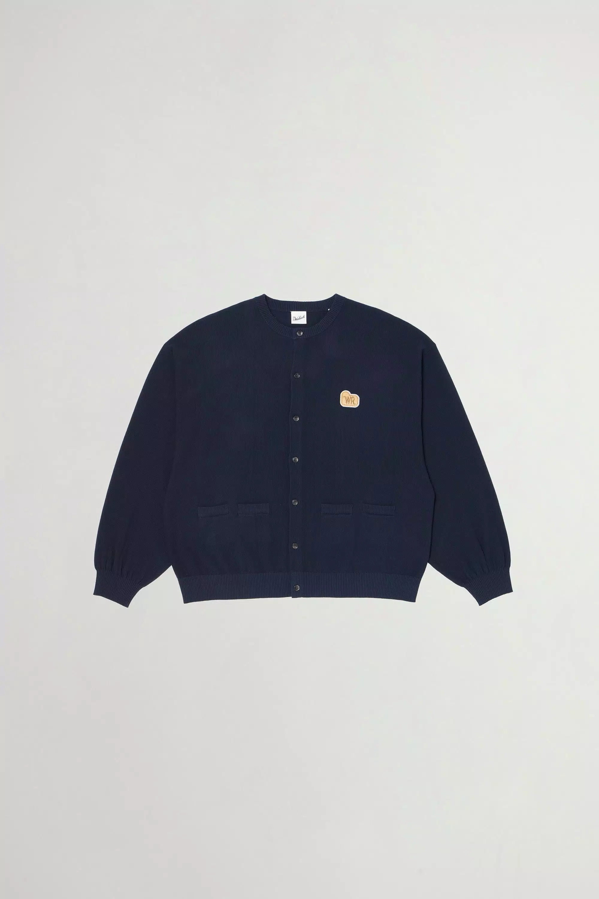Cardigan a collo con maniche a coste in Piqué di Cotone Puro - Blu Navy