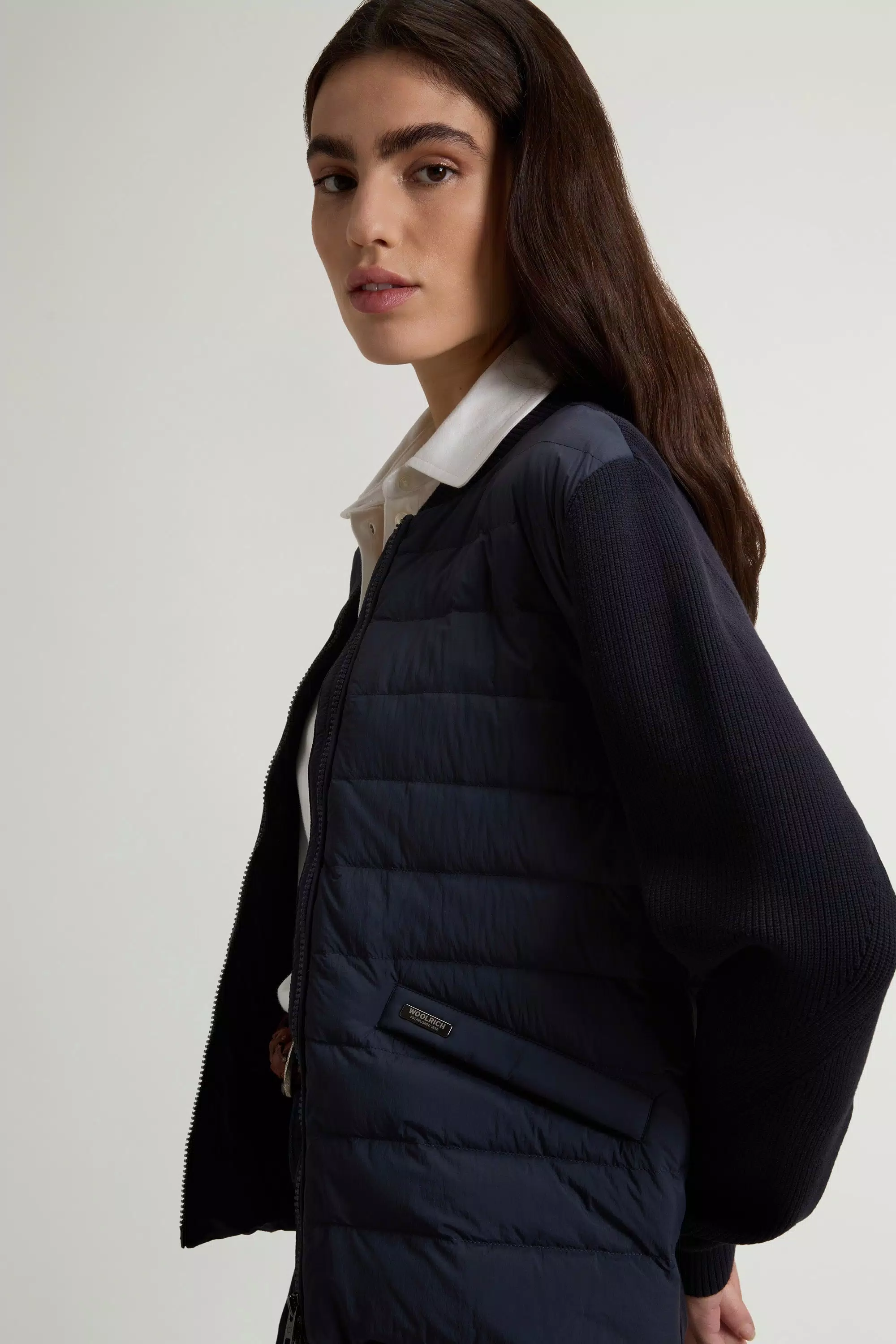 Giacca bomber ibrida in nylon - Melton blu sbiadito