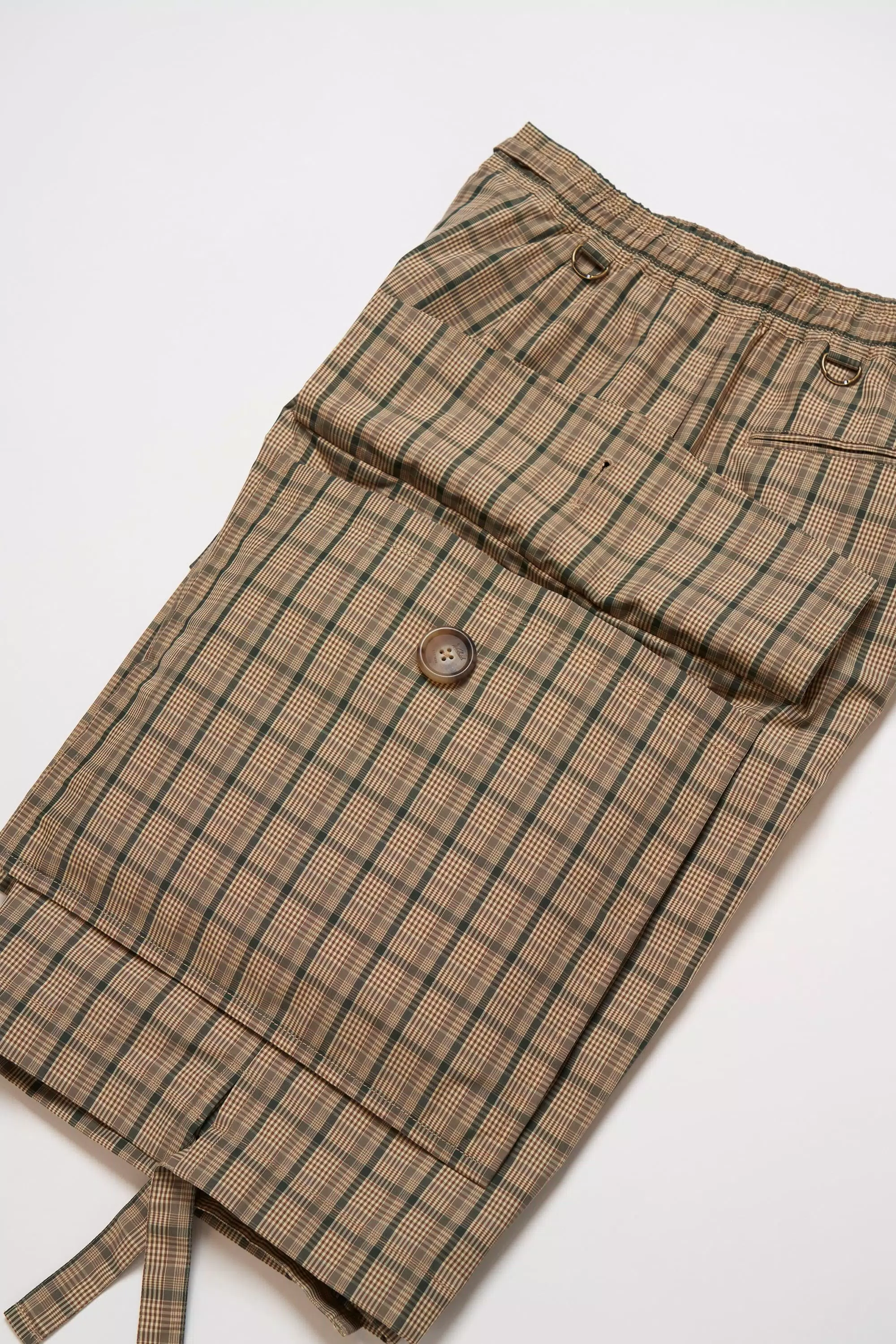 Pantaloni Corti Madras in Miscela di Cotone e Nylon - Marrone
