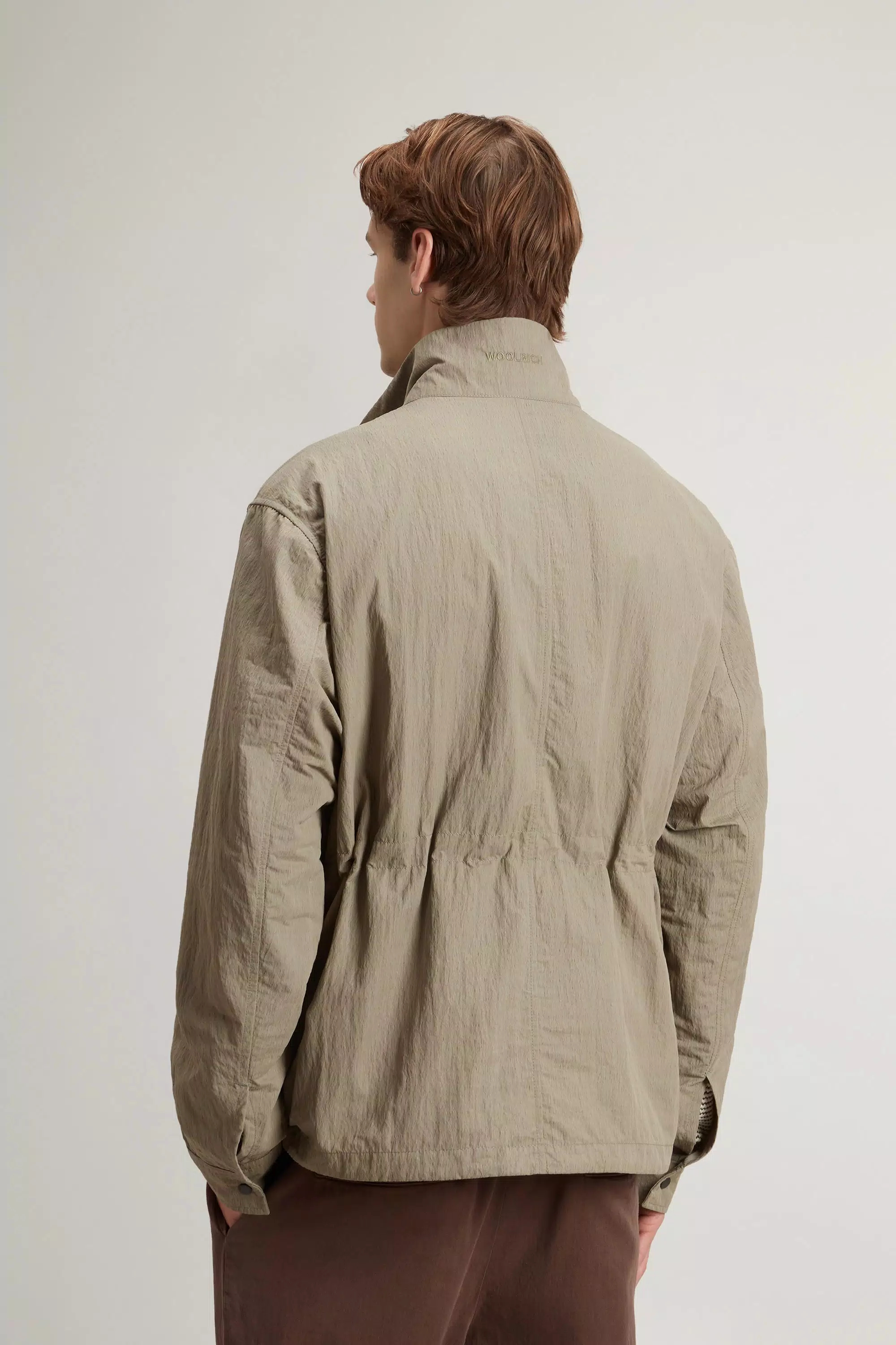 Giacca in Nylon Suedato Olmetex con Motivo Sbiadito - Olive Fumé