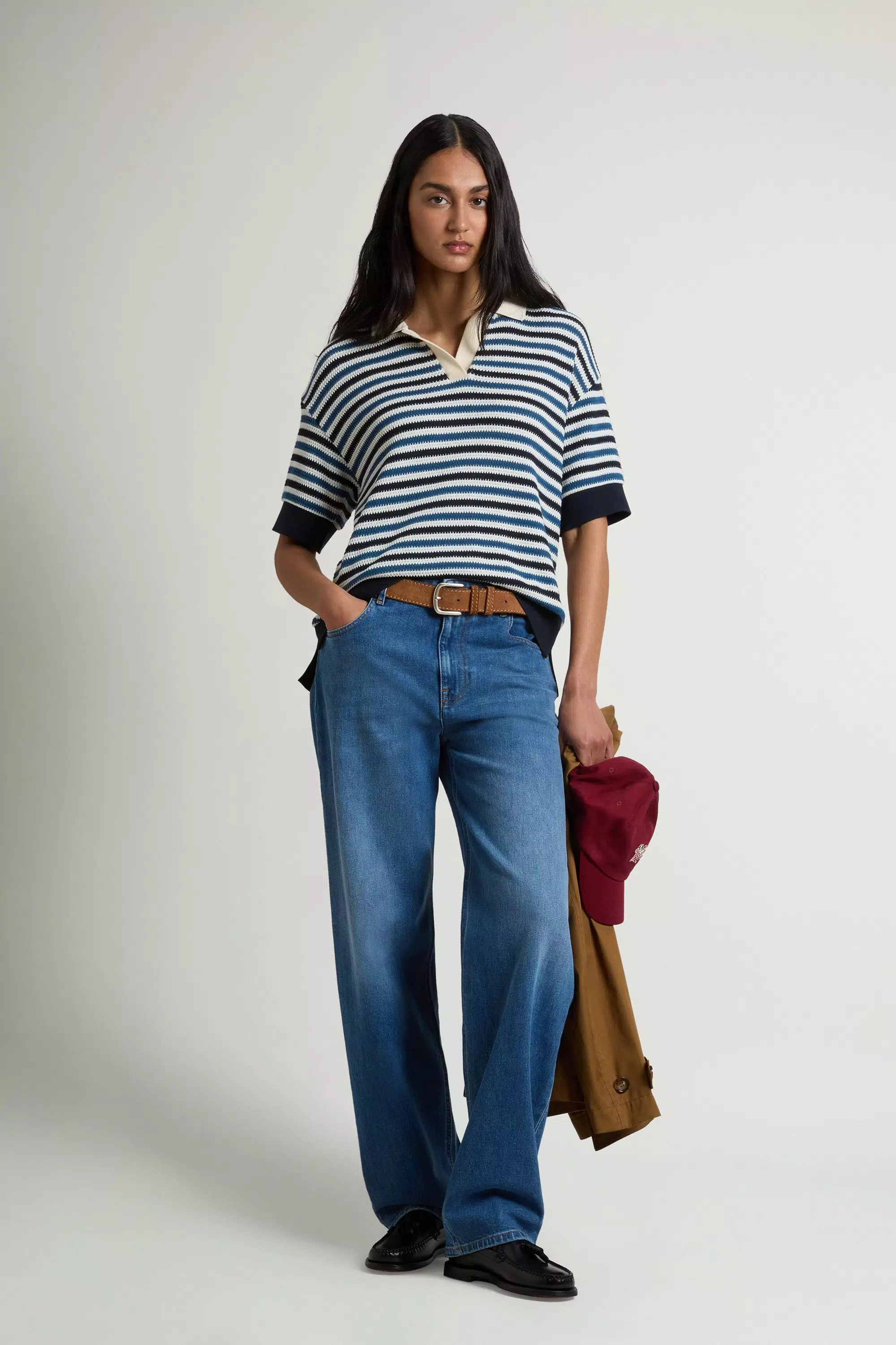 Polo in Cotone con Fantasia a Strisce - Strisce Blu Melton
