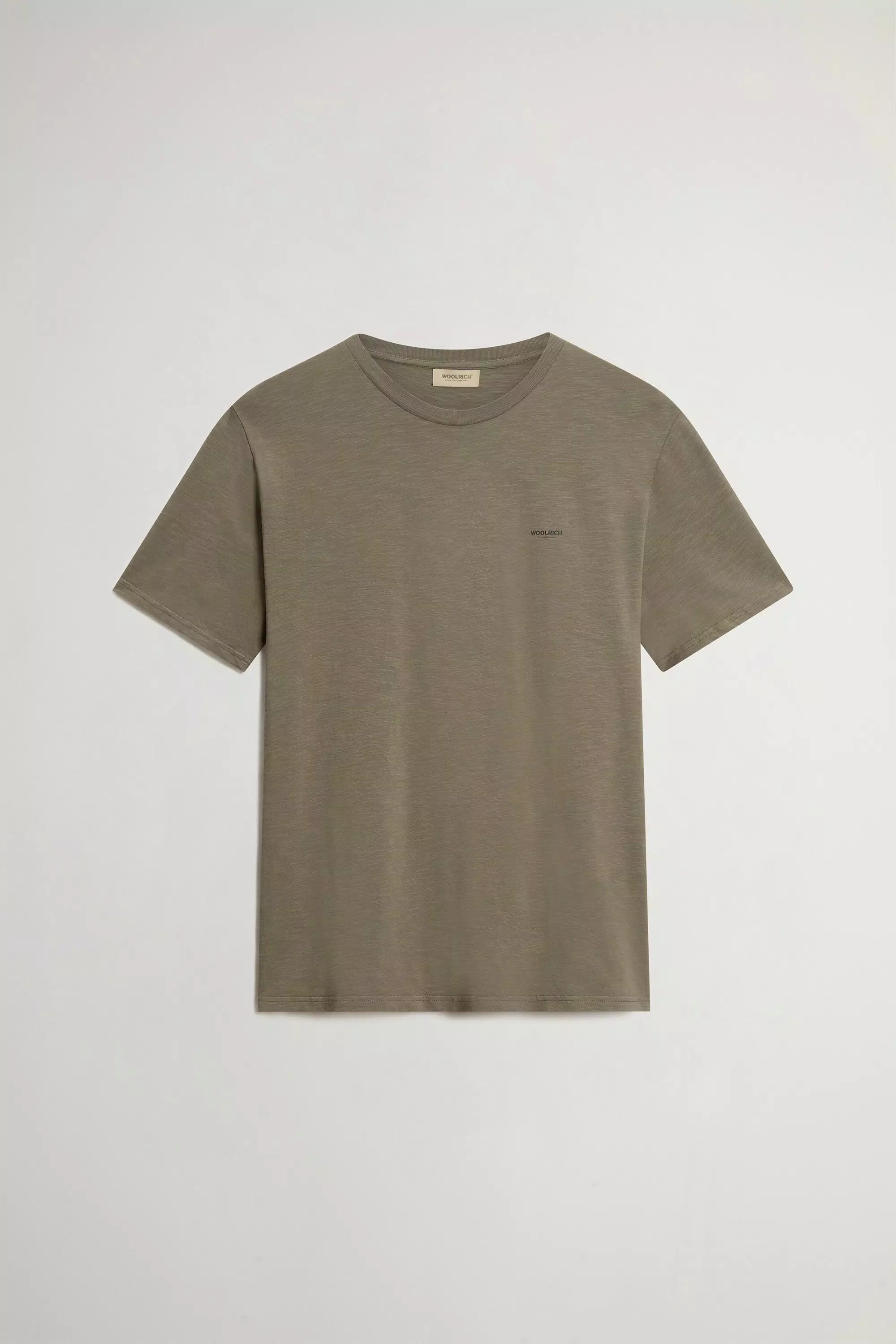T-shirt in Cotone Puro con Effetto Slub - Olive Fumo