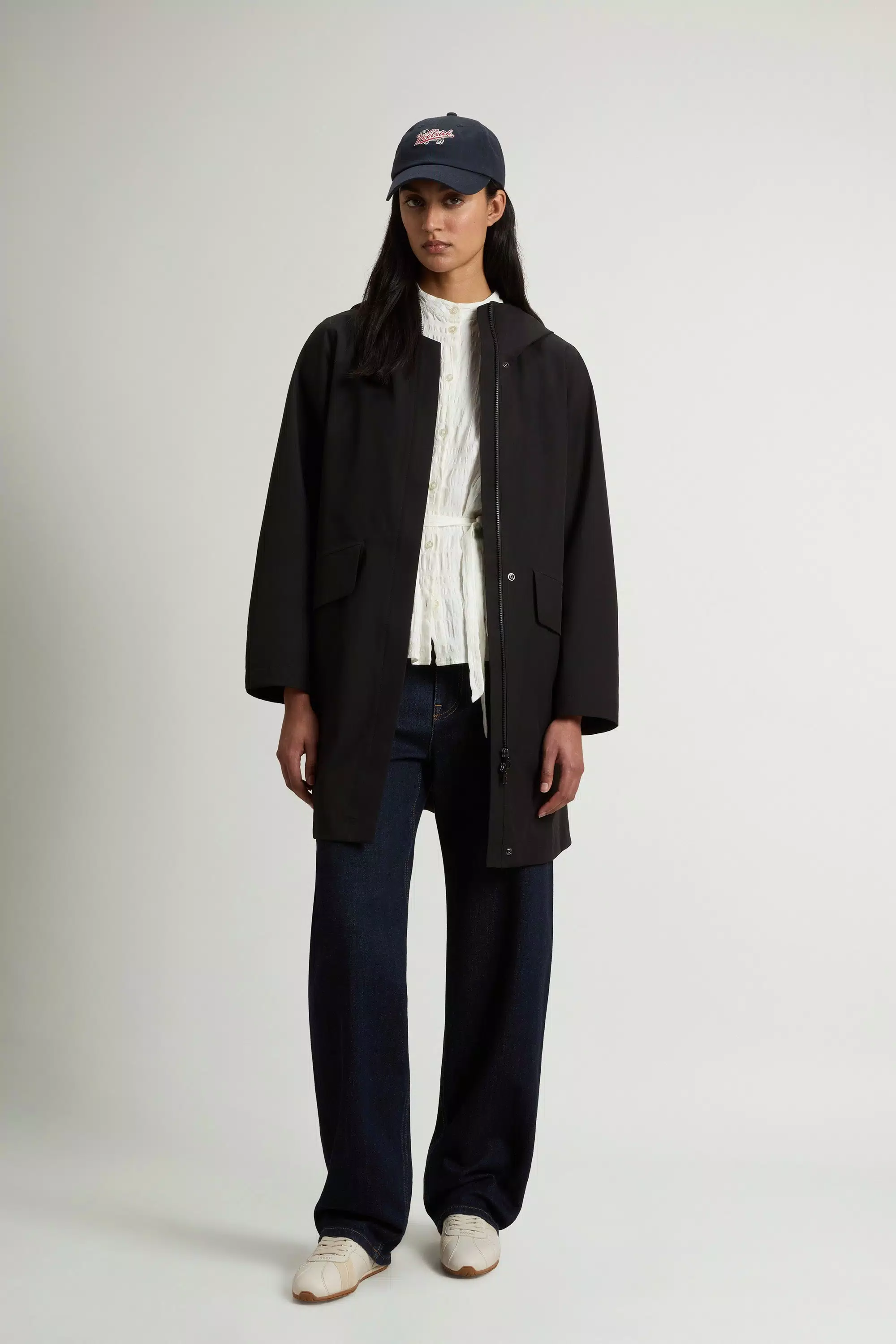 Parka Impermeabile in Tessuto Leggero Stretch - Nero