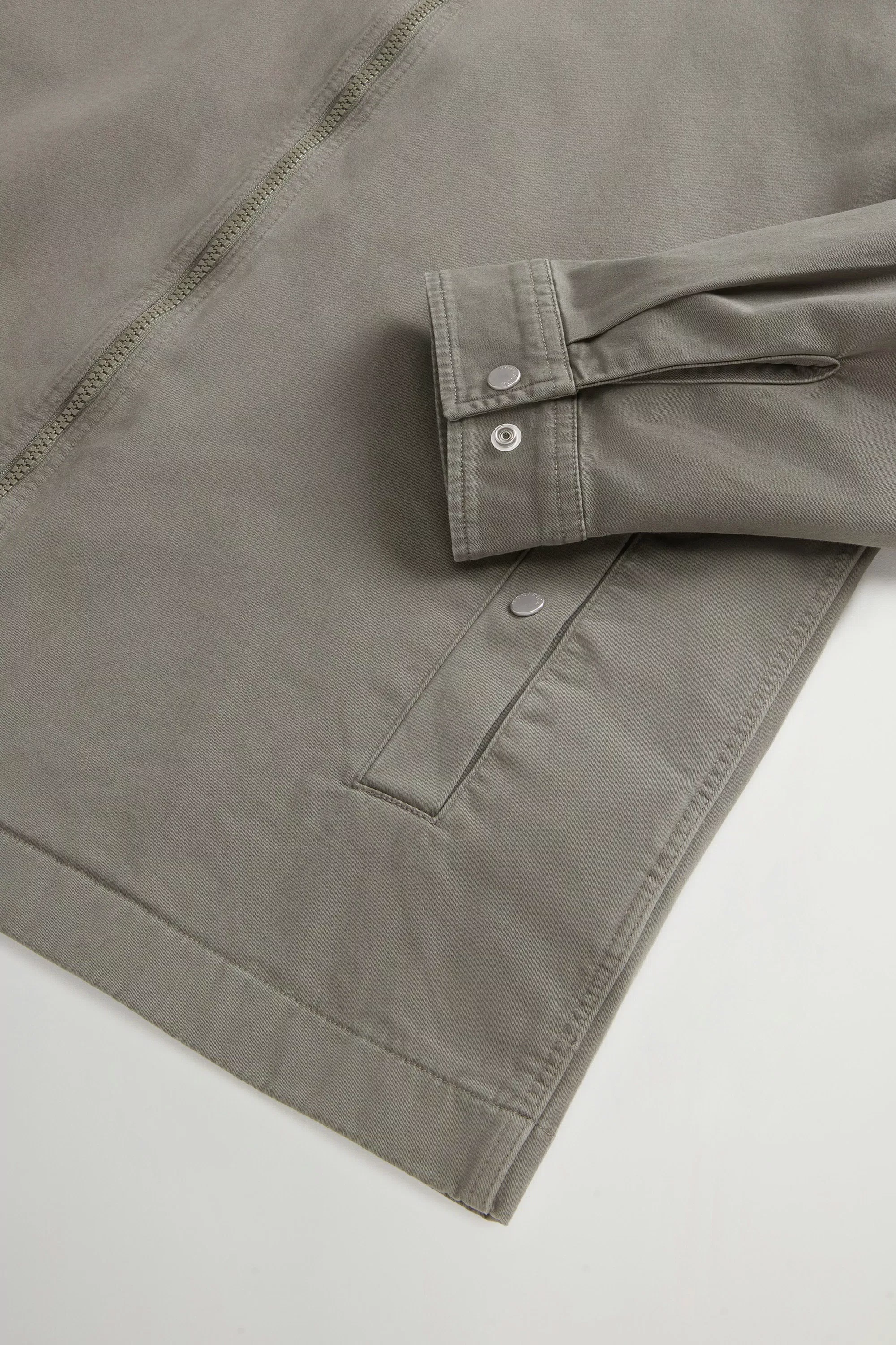 Giacca Overshirt in Cotone Twill Tintato a Garza - Olive Fumo