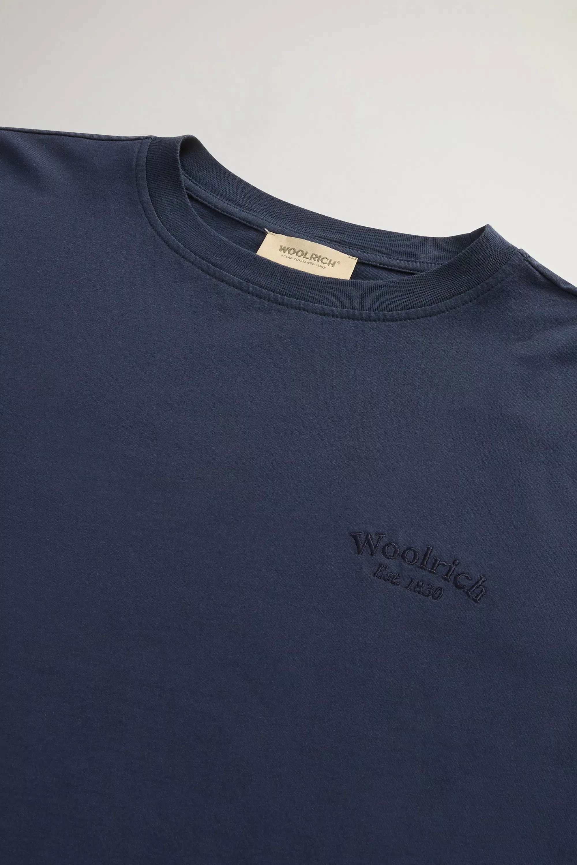 T-Shirt in Cotone Pima Puro con Logo - Melton Blu