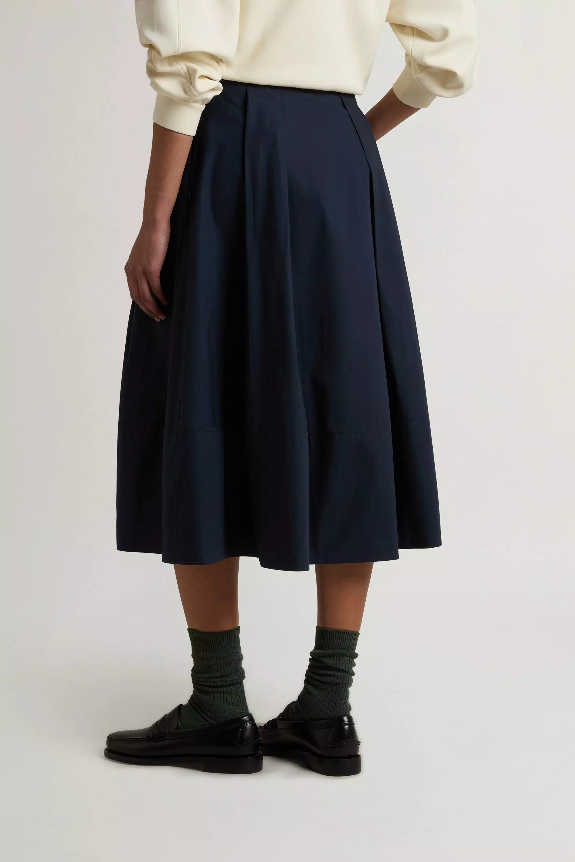 Gonna in Popeline di Cotone Puro - Melton Blu