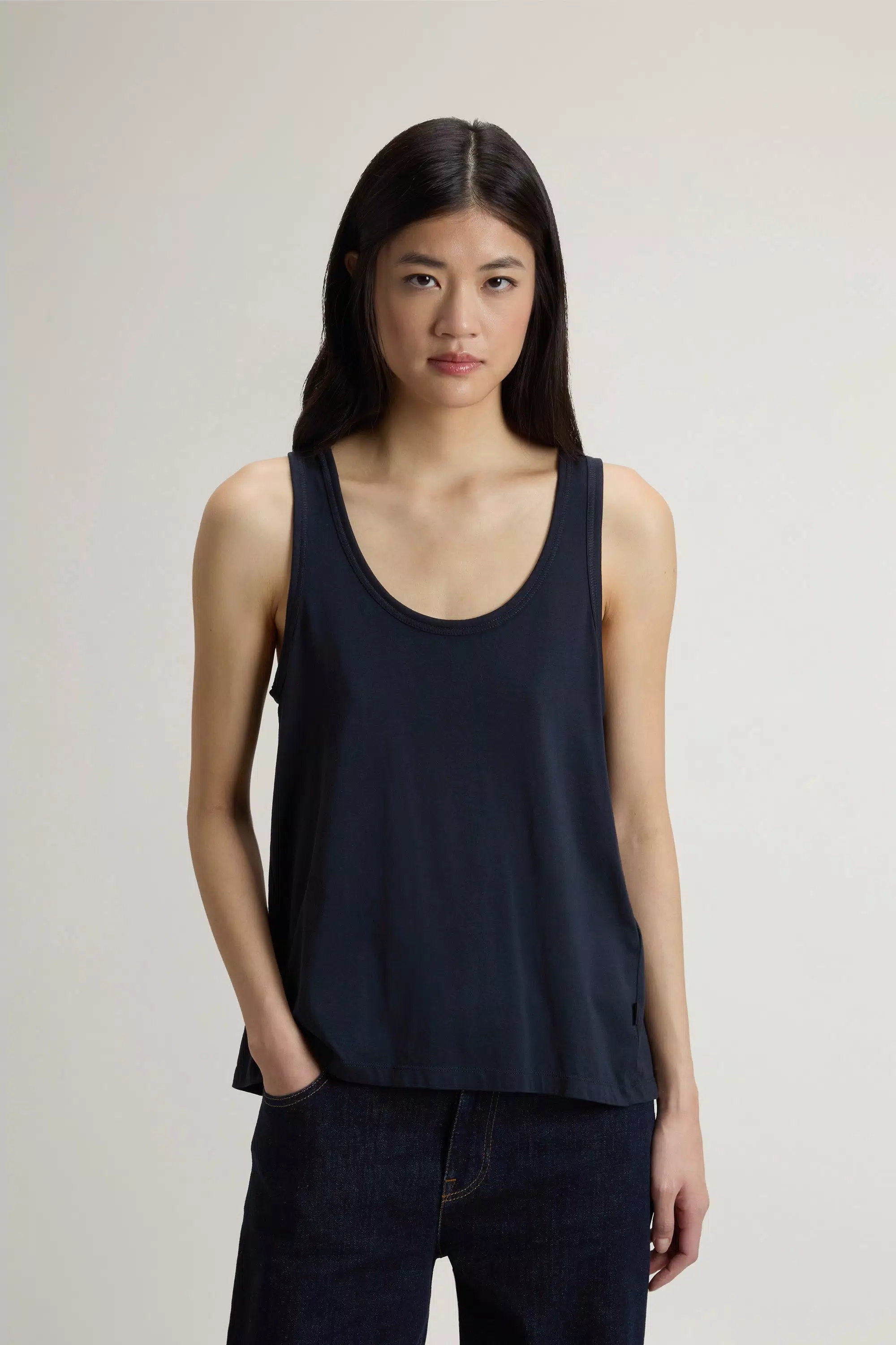 Top in misto cotone e modal - Melton Blue
