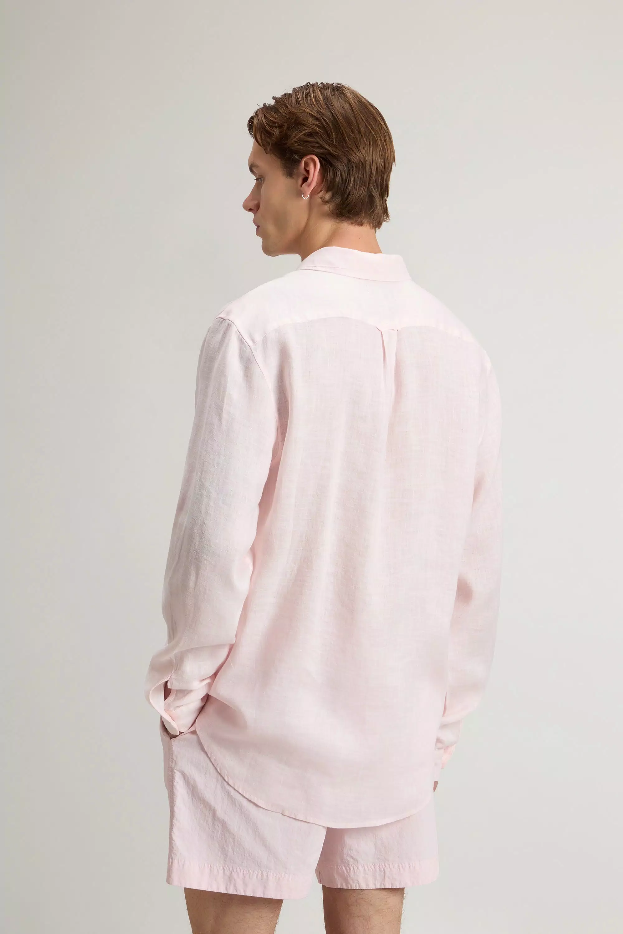 Camicia in Lino Puro Tinteggiata in Fabbrica - Lilla Chiaro