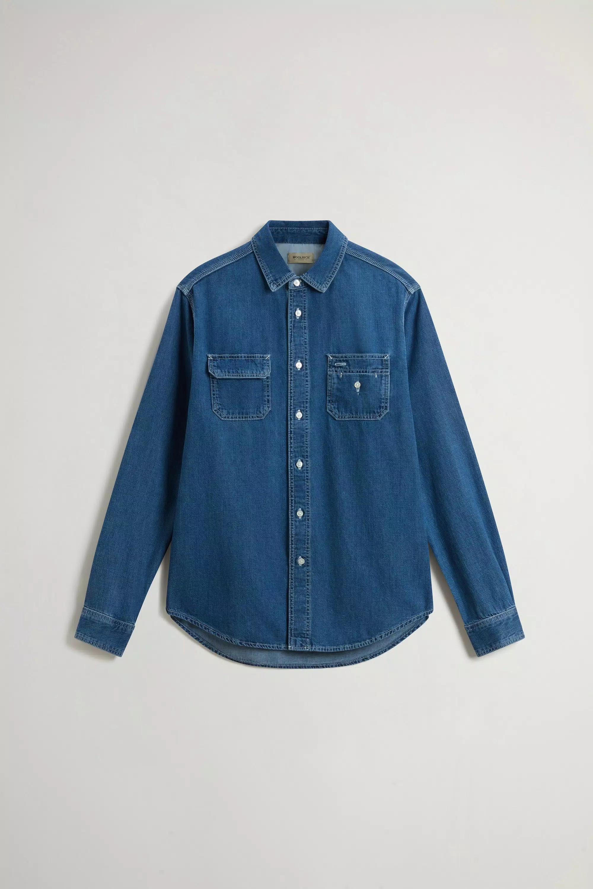 Camicia in Denim di Cotone Puro Leggero - Indaco Medio