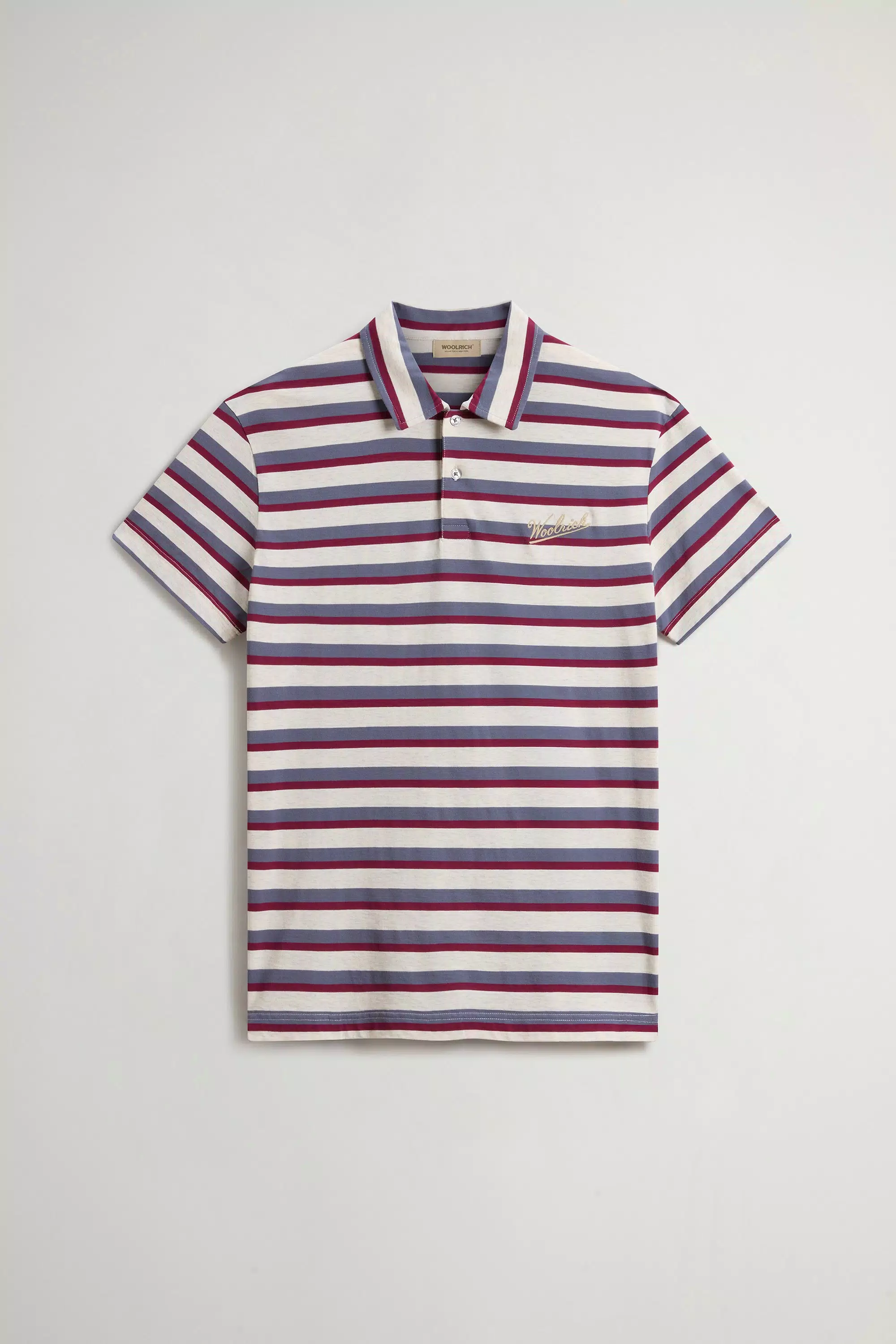 Maglietta Polo in Cotone Melange Piqué - Strisce Rosmarino