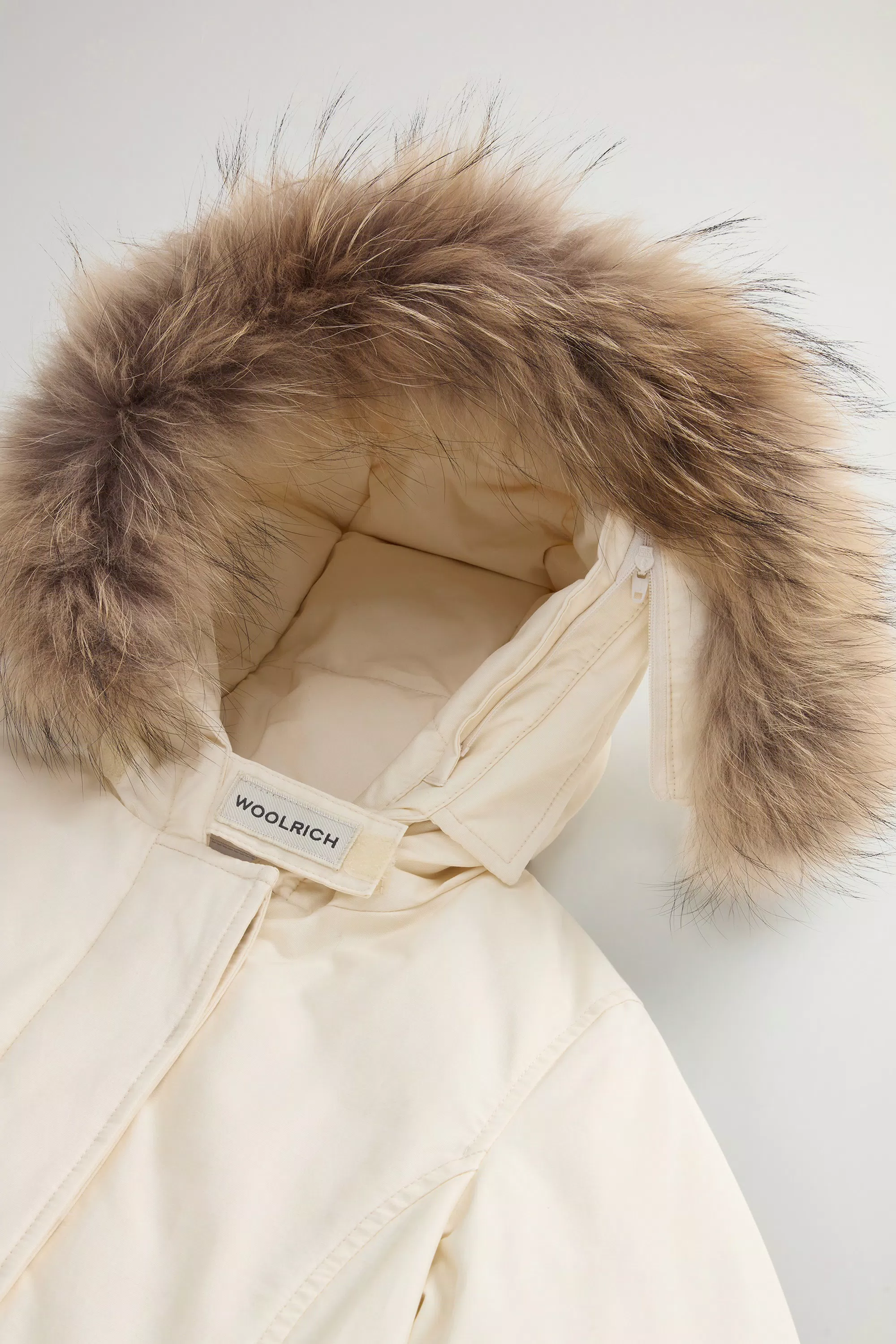 Parka da ragazza con bordo in pelliccia staccabile - Crema Latte