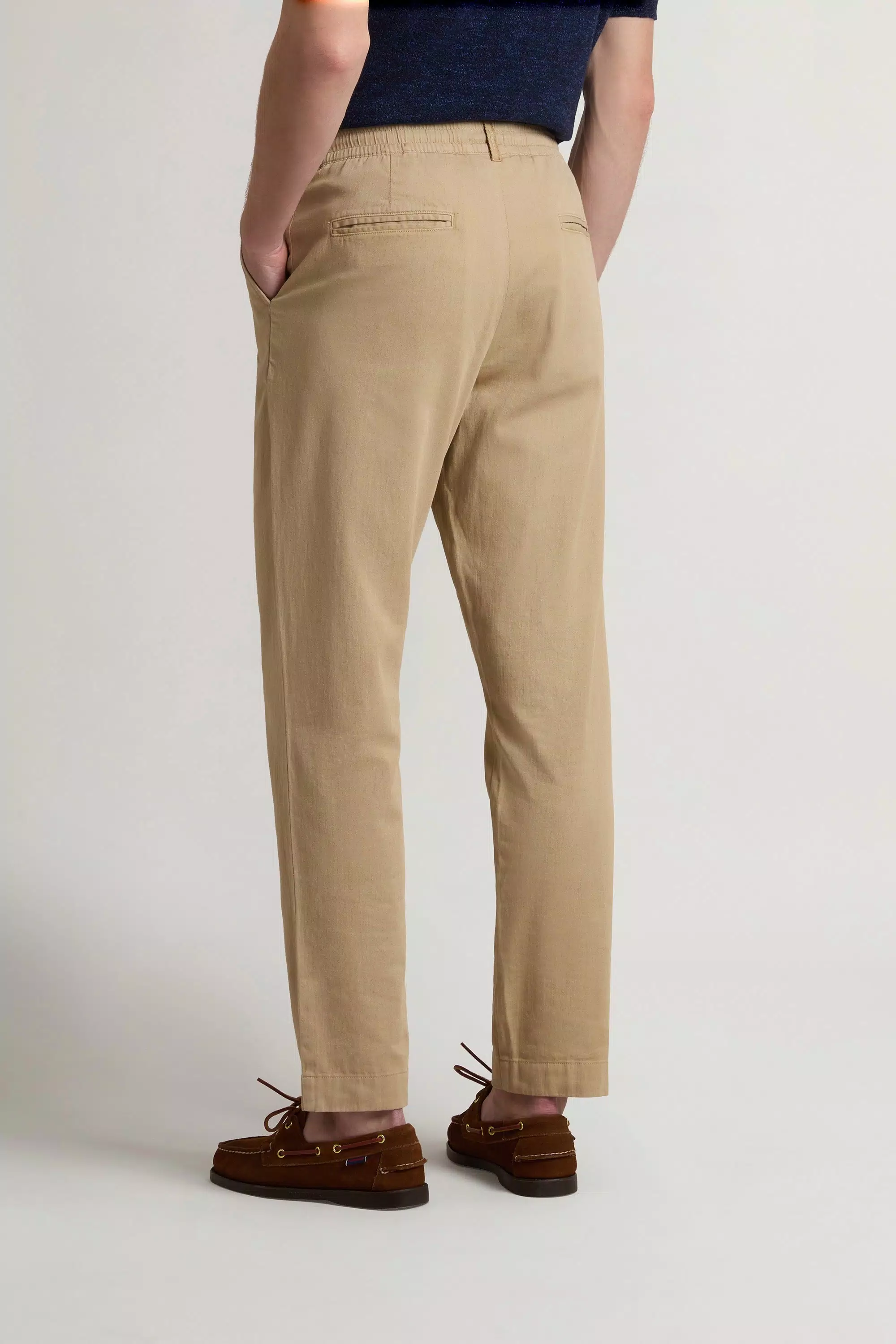 Pantaloni Milton in Cotone e Lino Tinti in Tessuto - Travertino