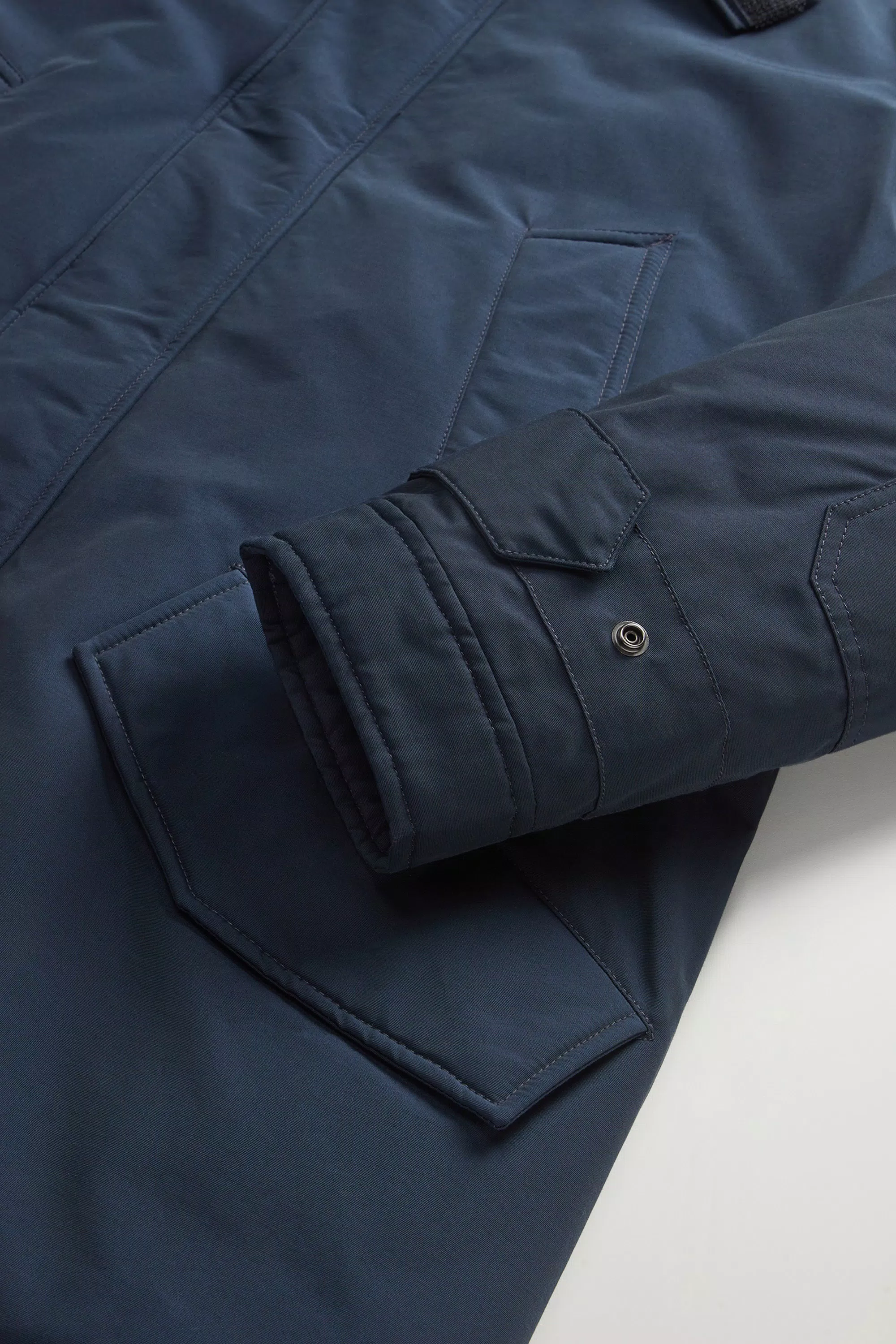Polar Parka in Tessuto Ramar con Collo Alto - Melton Blu