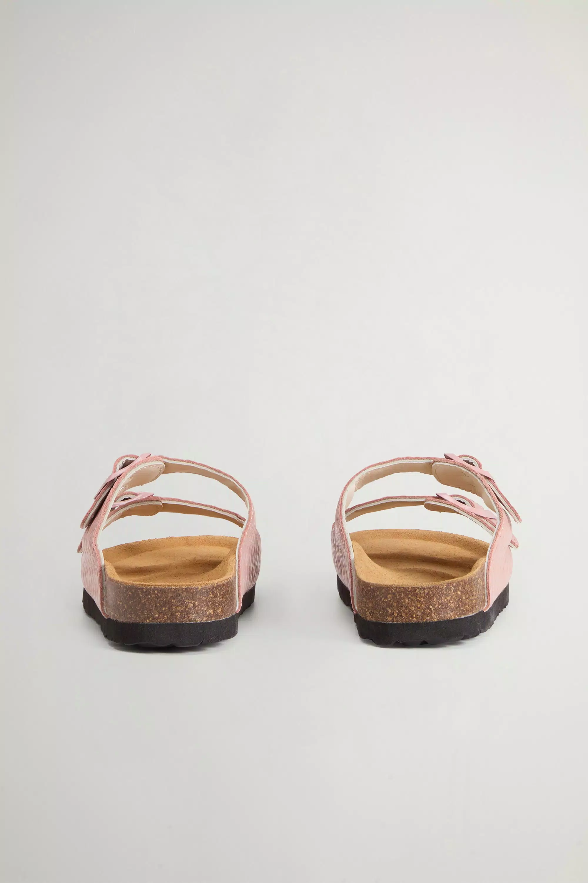 Sandali in Pelle Stamprata con Fibbie - Rosa
