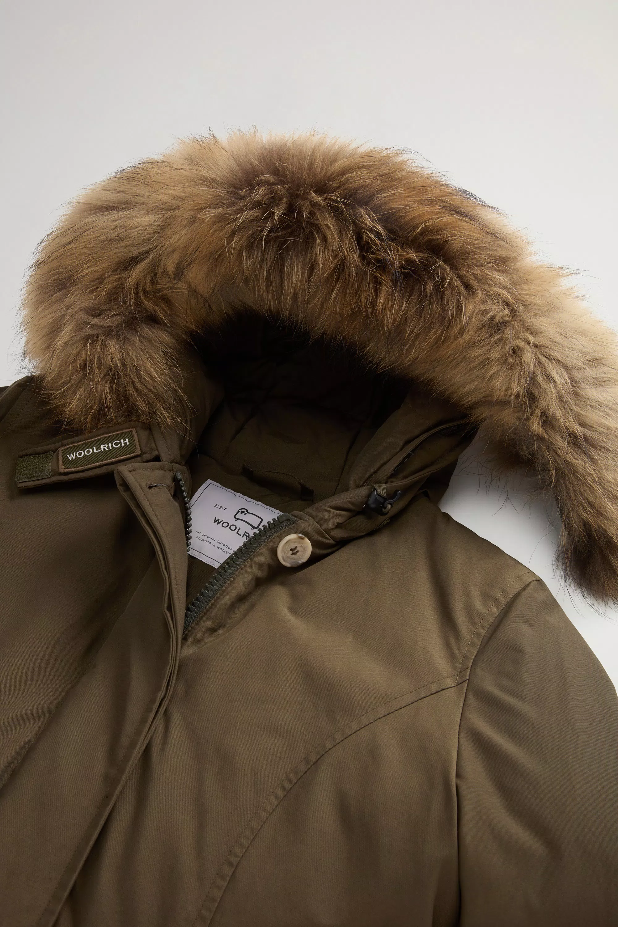 Parka Artica in Tessuto Ramar con Bordo in Pelliccia Rimovibile - Verde Scuro