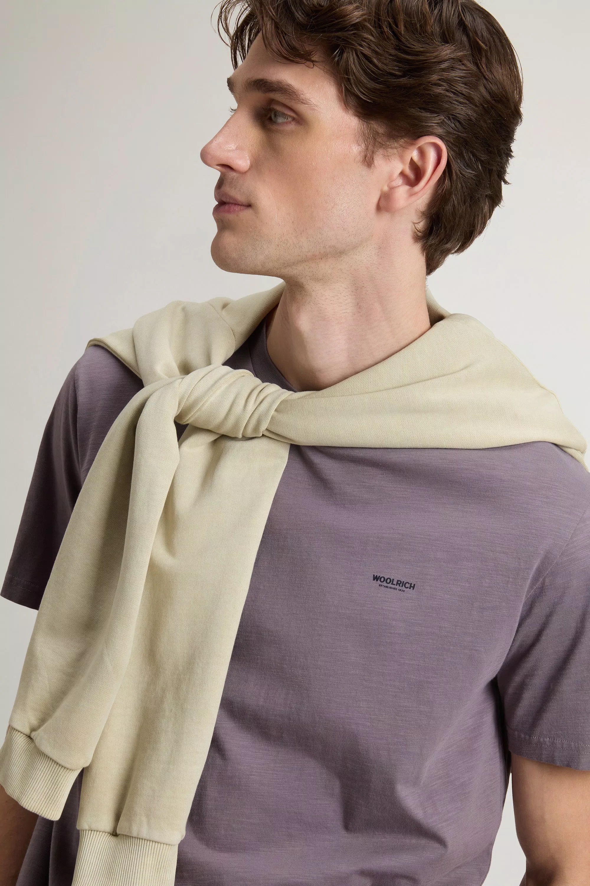 T-shirt in Cotone Puro con Finitura Slub - Squalo
