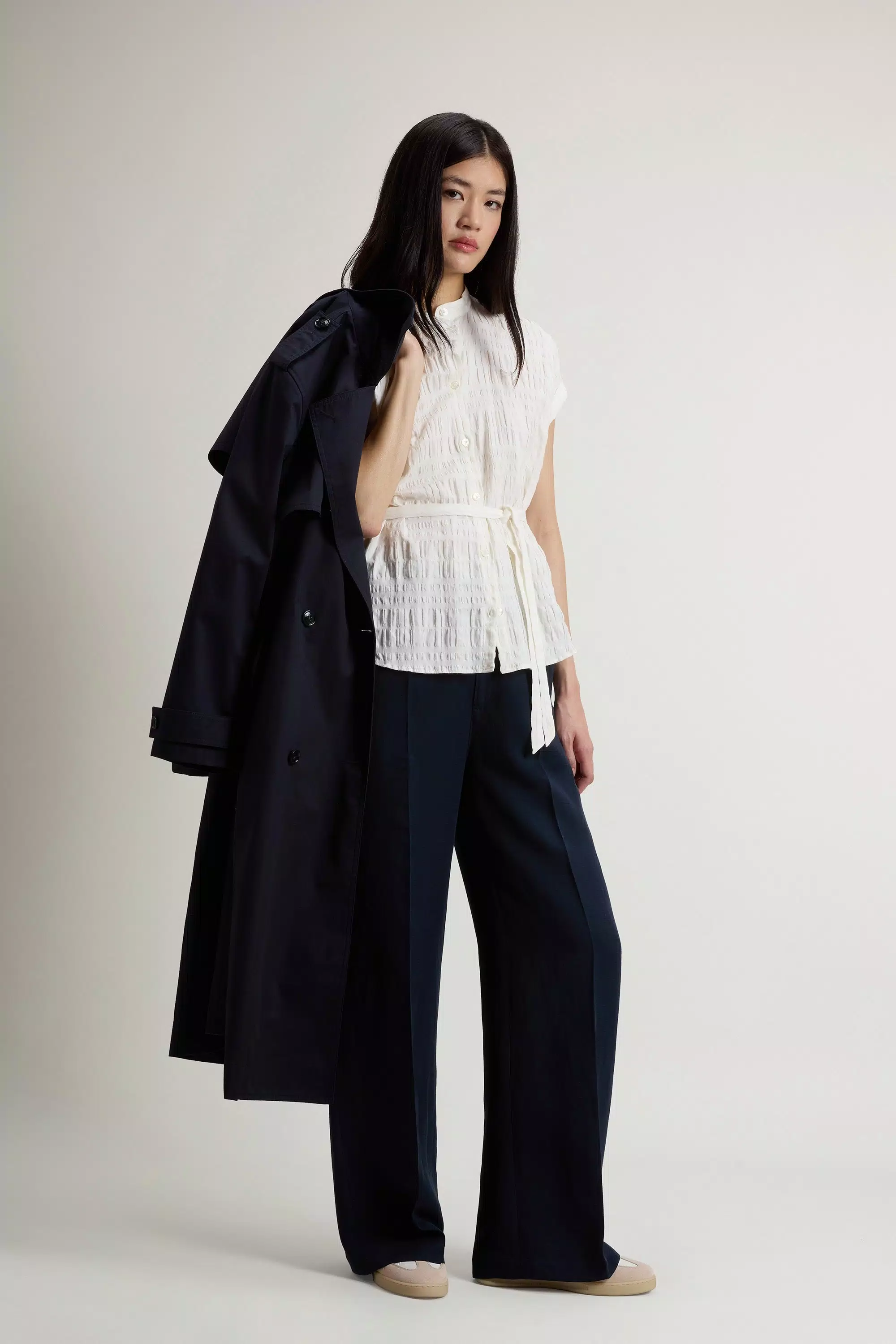 Blusa in misto cotone e lino - Bianco Artico