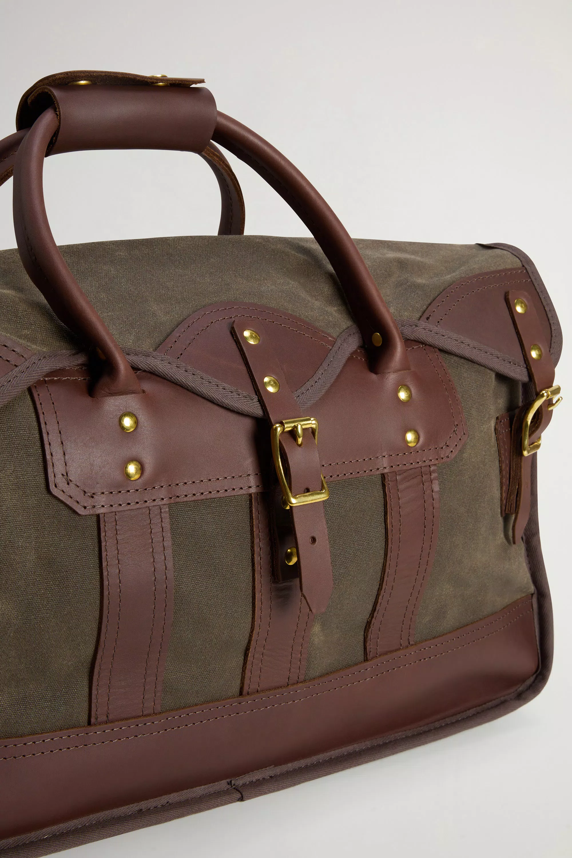 Borsa da viaggio Overland con inserti in pelle - Erba secca