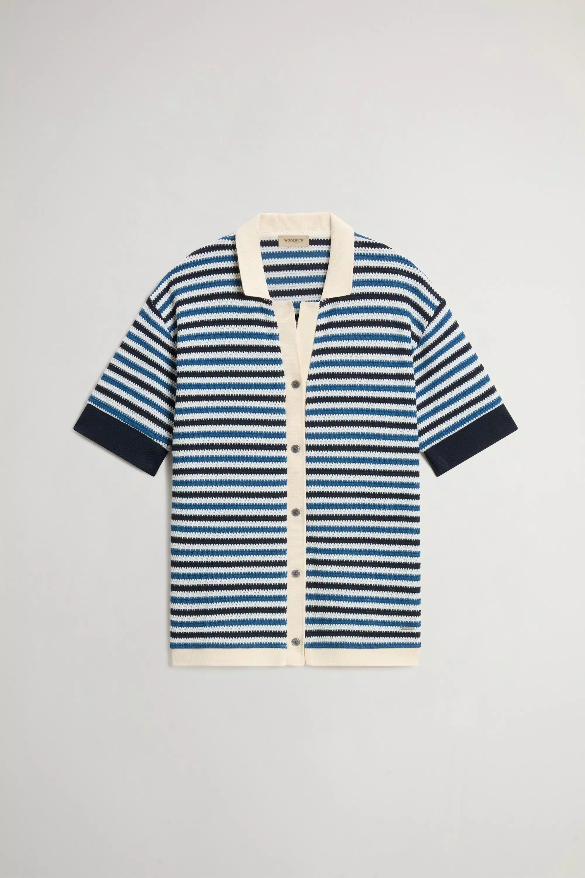 Camicia in Cotone con Fantasia a Strisce - Strisce Melton Blu