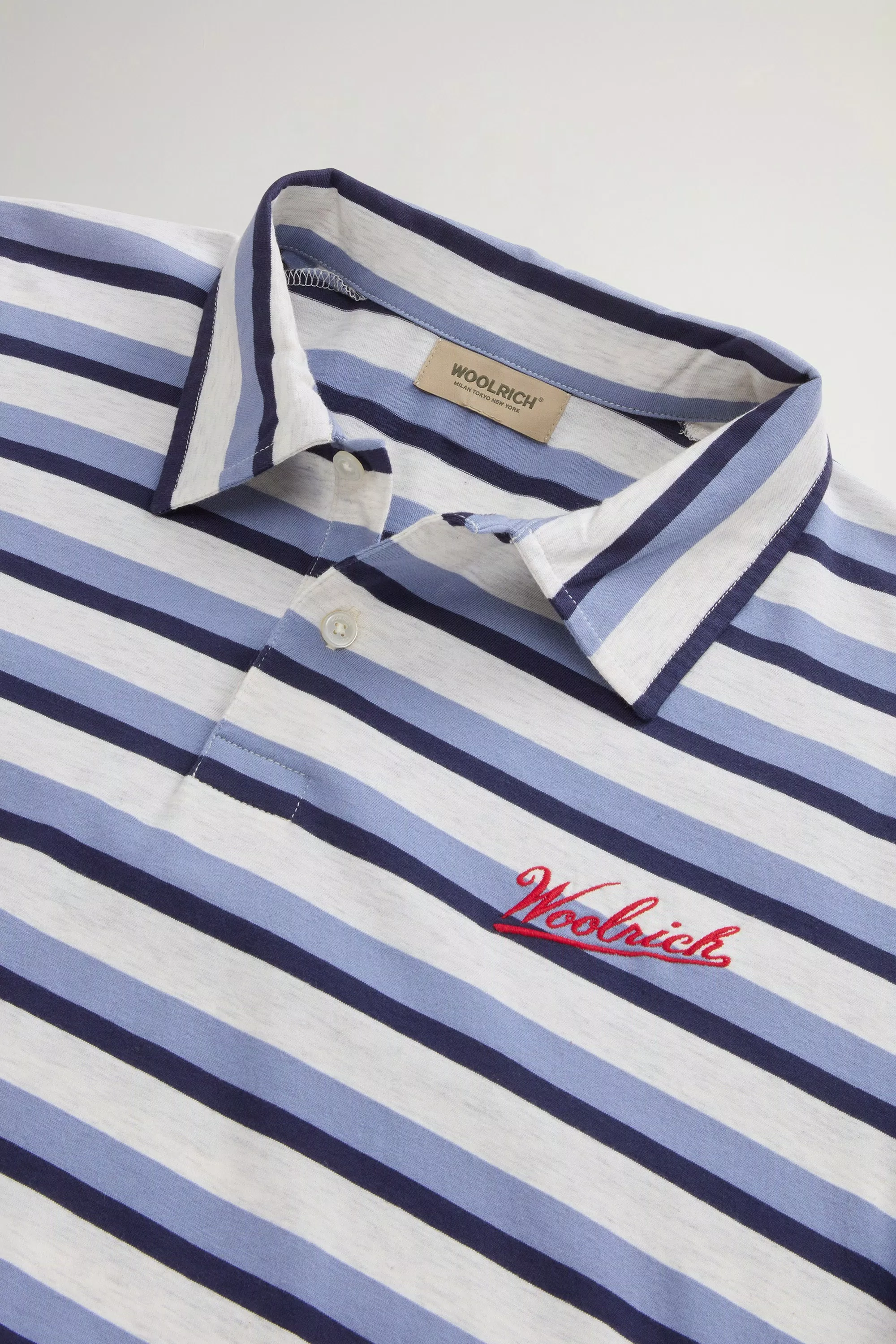 Maglia Polo in Cotone Melange Piqué - Strisce Blu