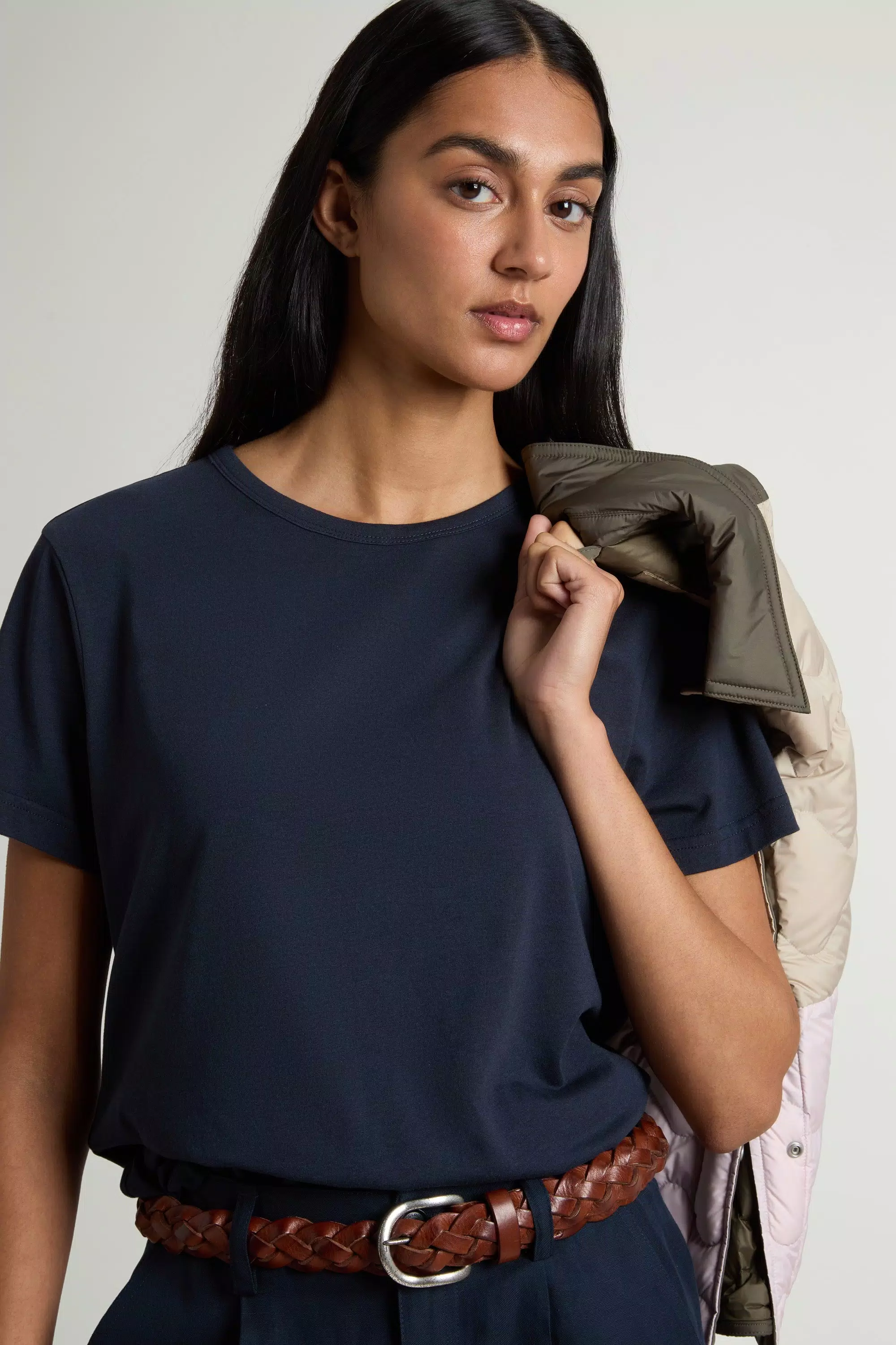 T-Shirt Lusso in Cotone-Misto - Blu Melton