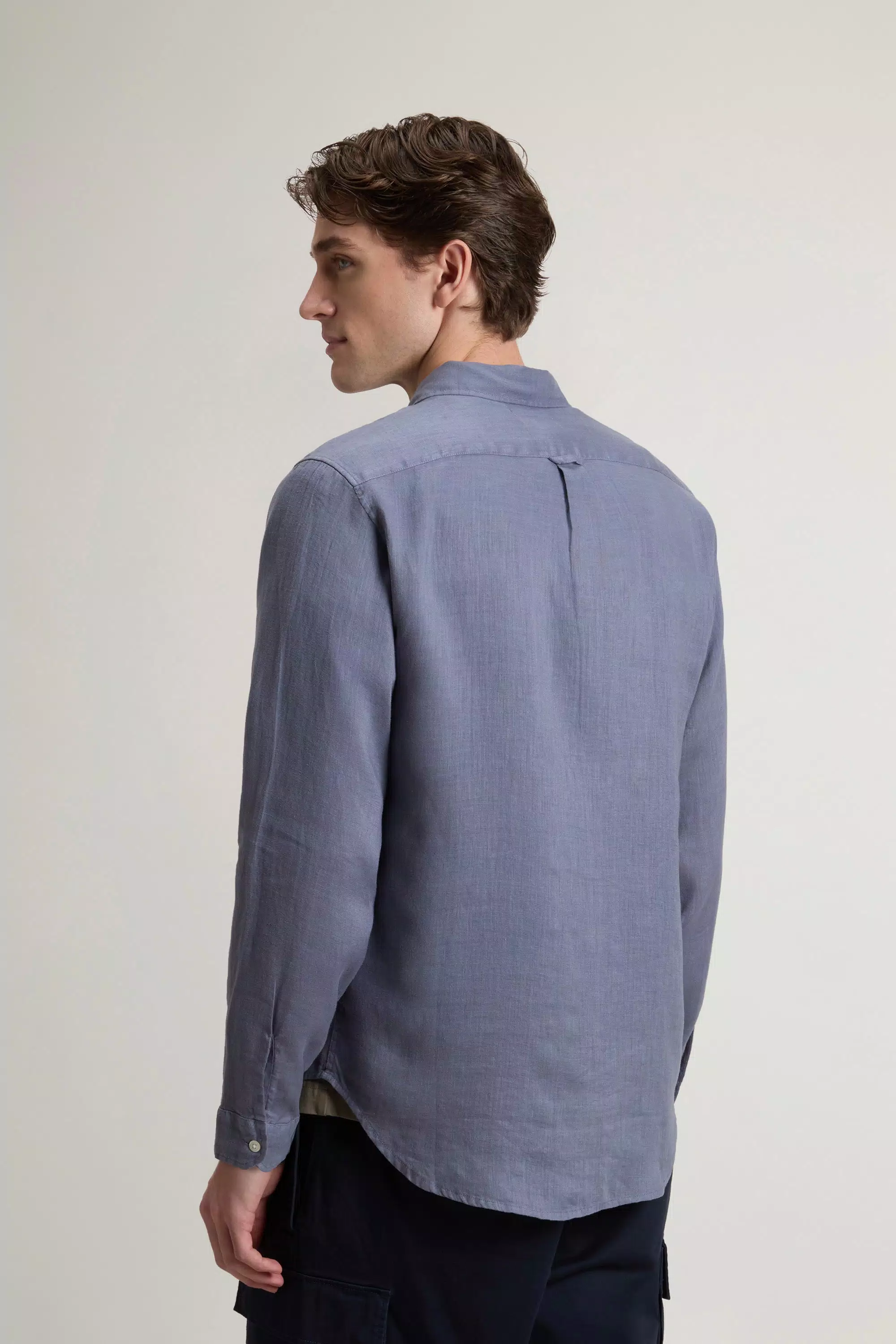 Camicia in Lino Puro Tinteggiata a Garment - Grisaille