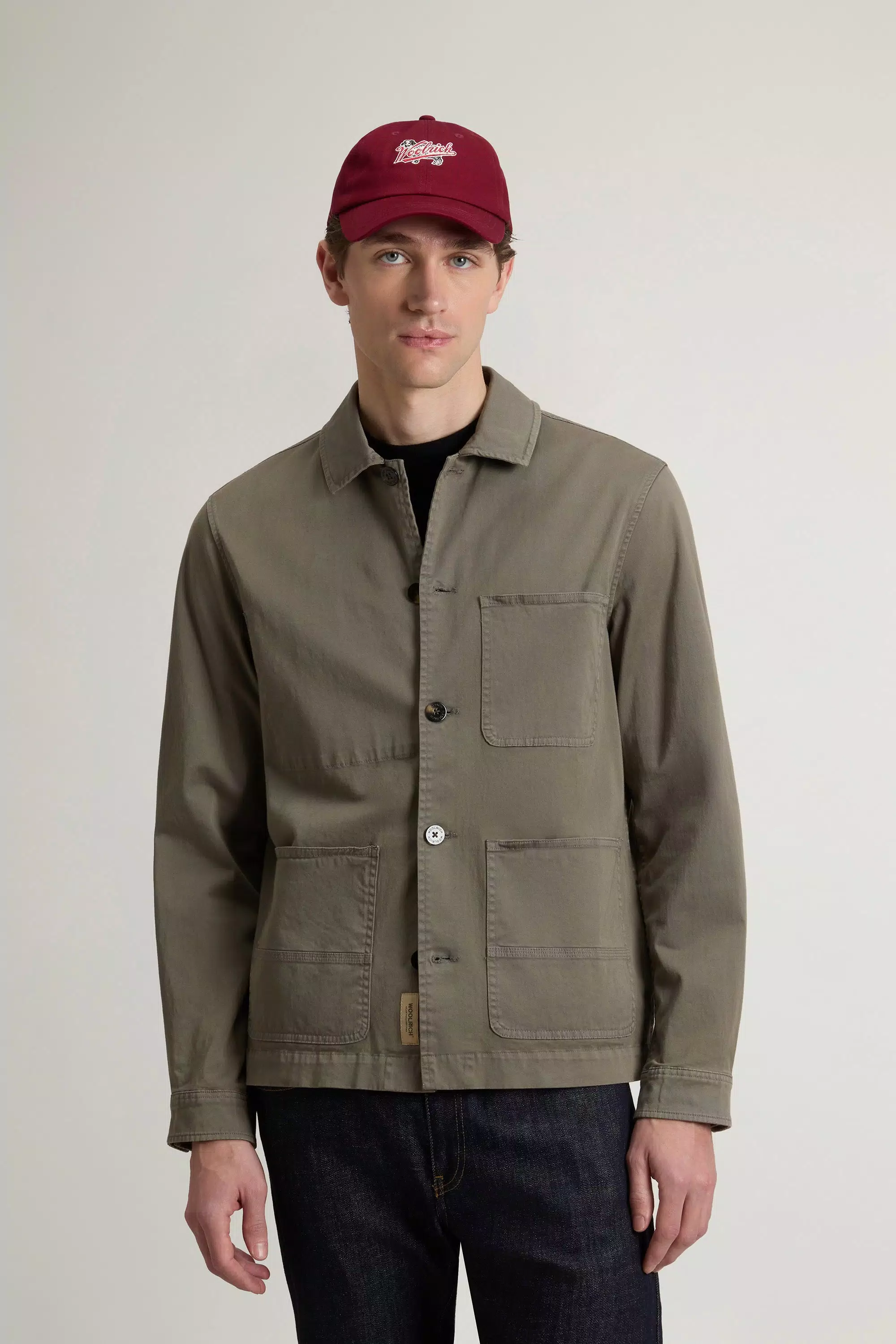 Giacca da Lavoro Tinta in Cotone Twill - Olive Fumo