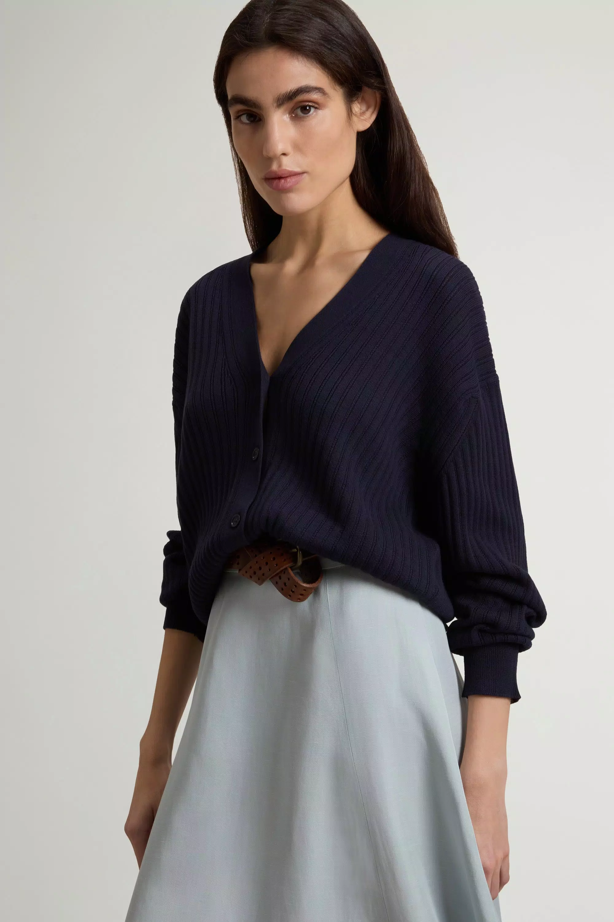 Cardigan in Cotone Puro - Blu Melton