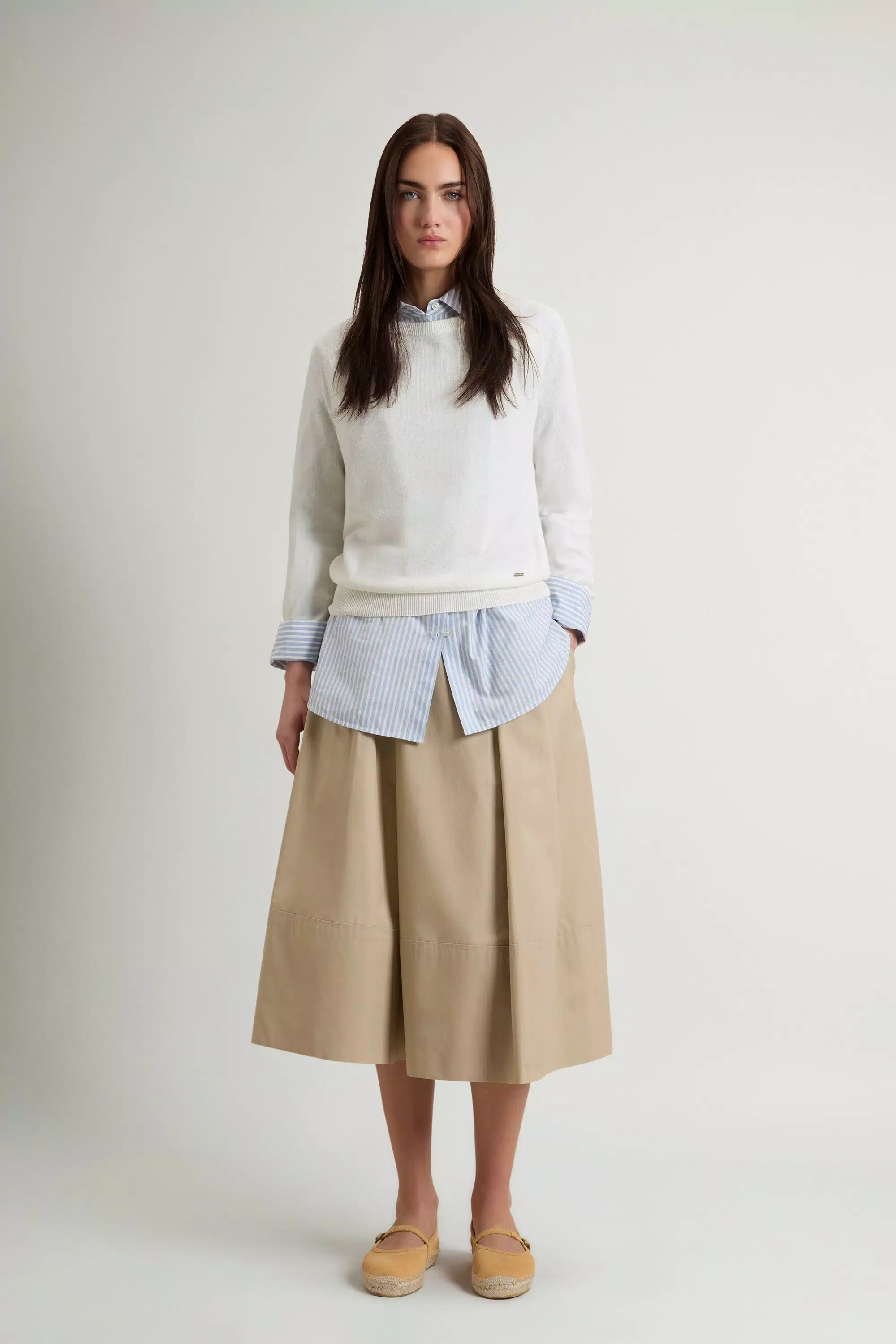Maglione girocollo in misto cotone - Crema latte