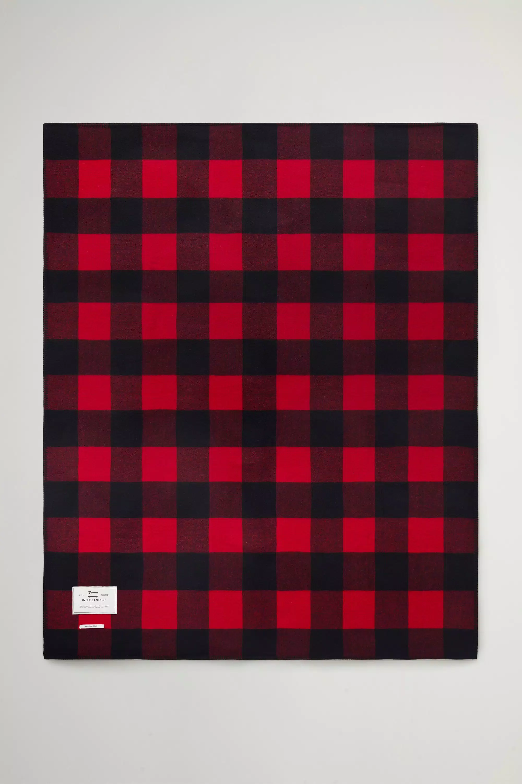 Coperta a doppio volto in lana vergine con motivo Buffalo Check - Rosso Buffalo
