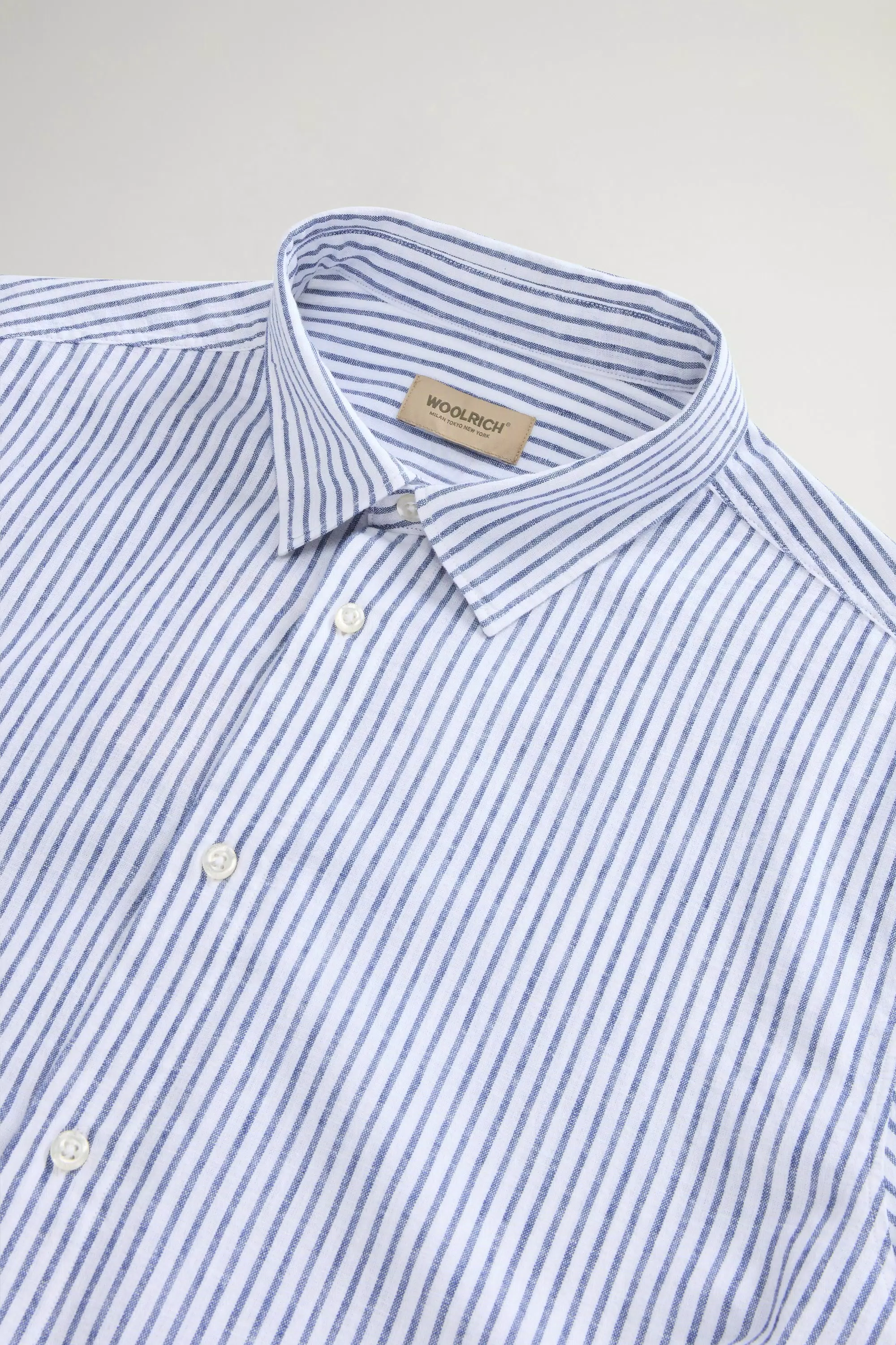 Camicia in misto cotone e lino - Strisce blu