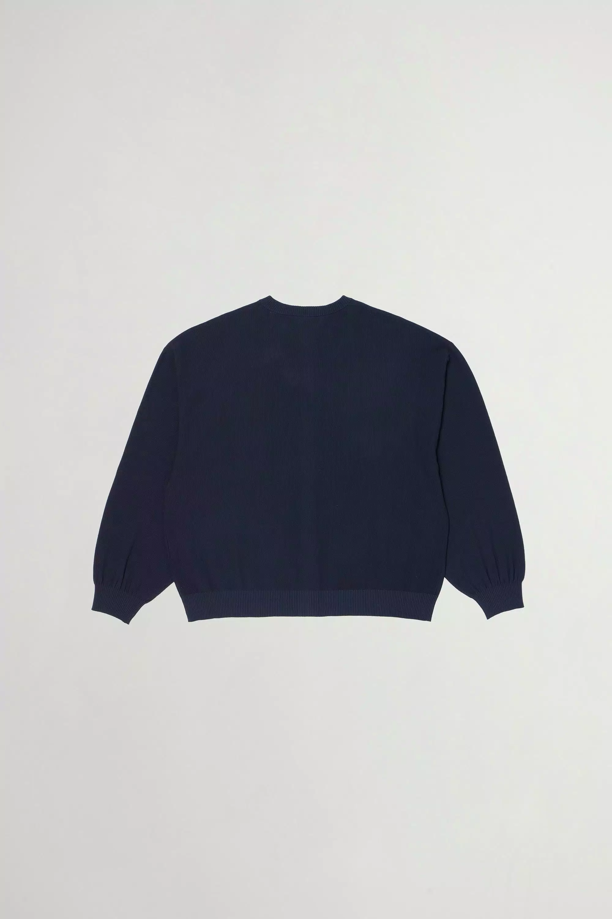 Cardigan a collo con maniche a coste in Piqué di Cotone Puro - Blu Navy