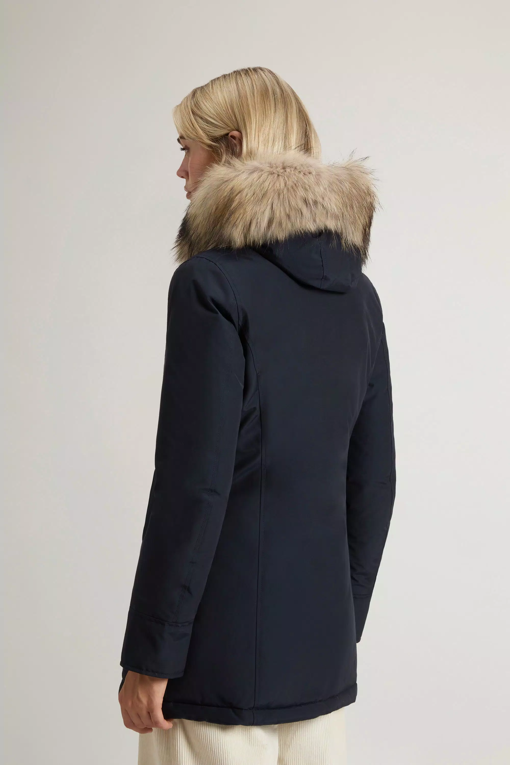 Parka Artica in Tessuto Ramar con Bordo in Pelliccia Rimovibile - Navy Scuro