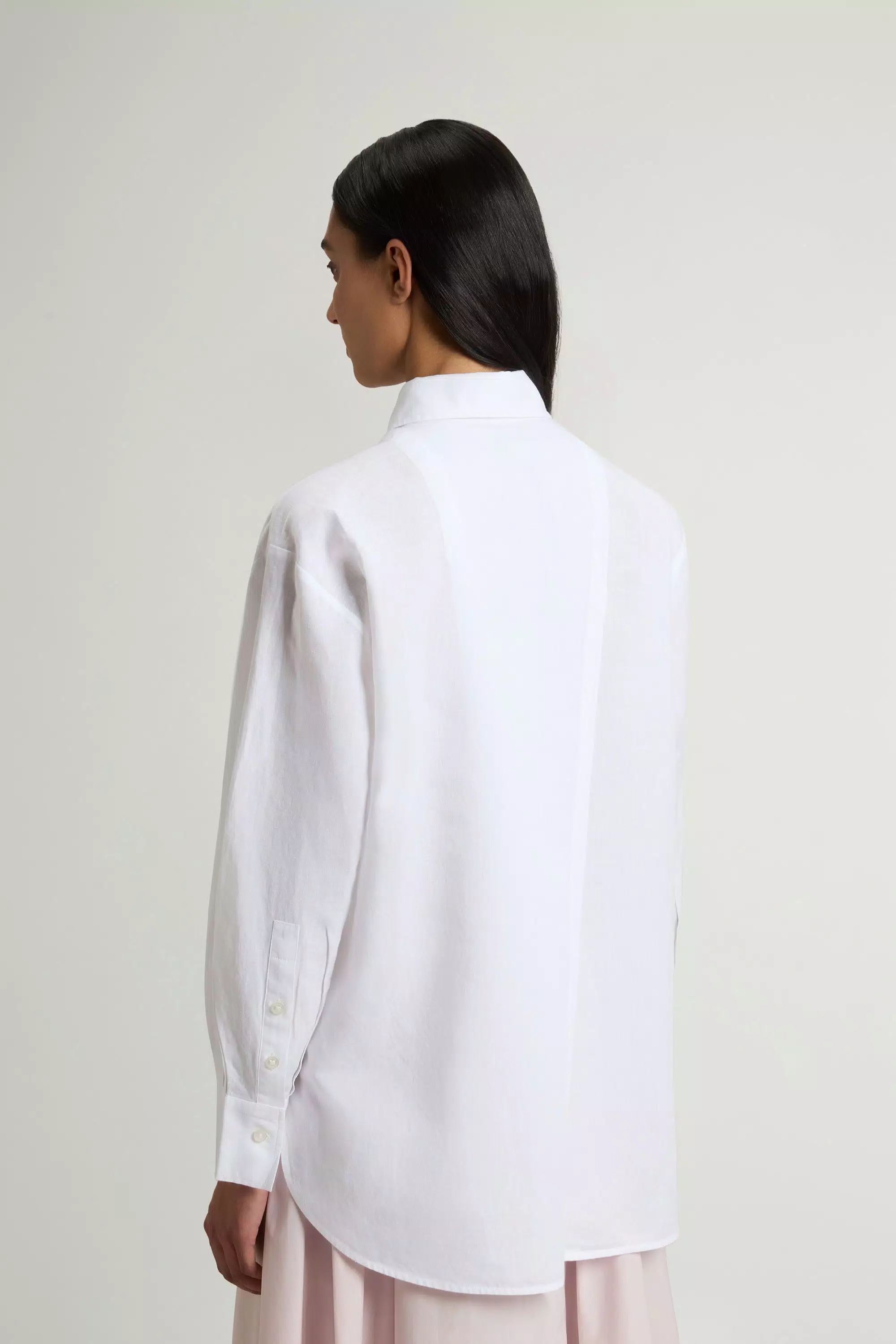 Camicia Boyfriend in Miscela di Cotone e Lino - Oxford Bianco