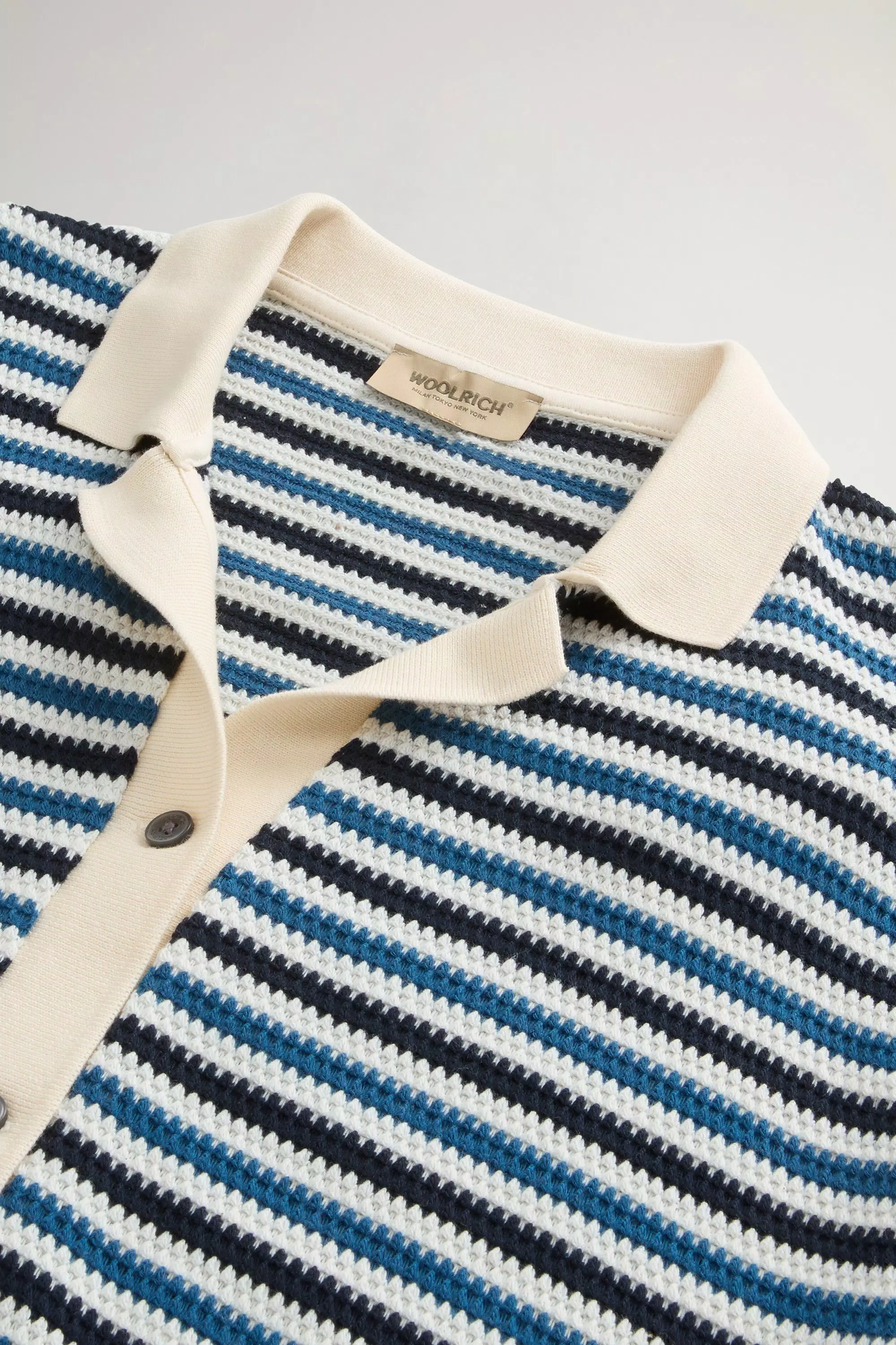 Camicia in Cotone con Fantasia a Strisce - Strisce Melton Blu
