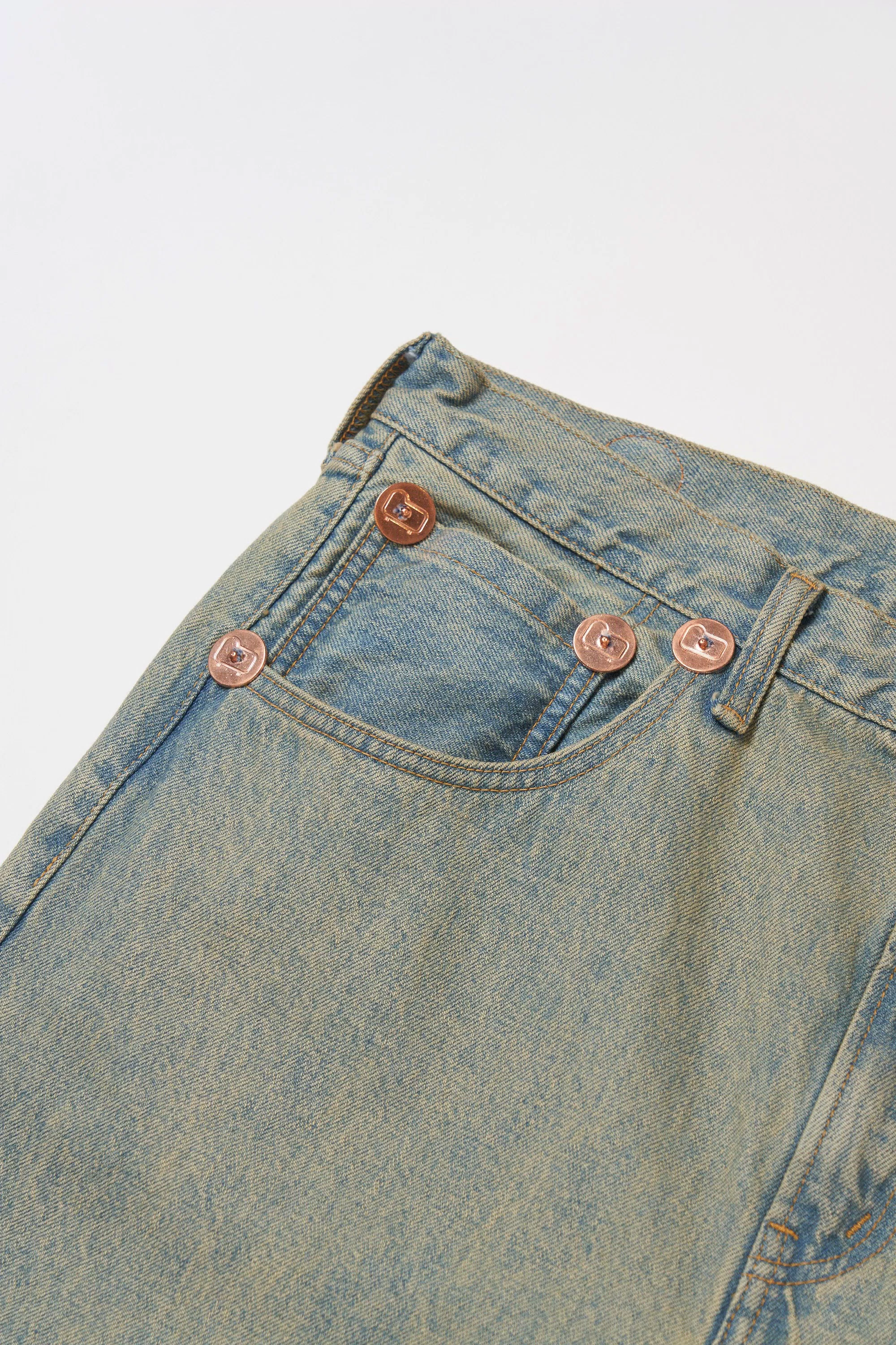 Jeans a Cinque Tasche in Denim di Cotone Puro - Blu Chiaro